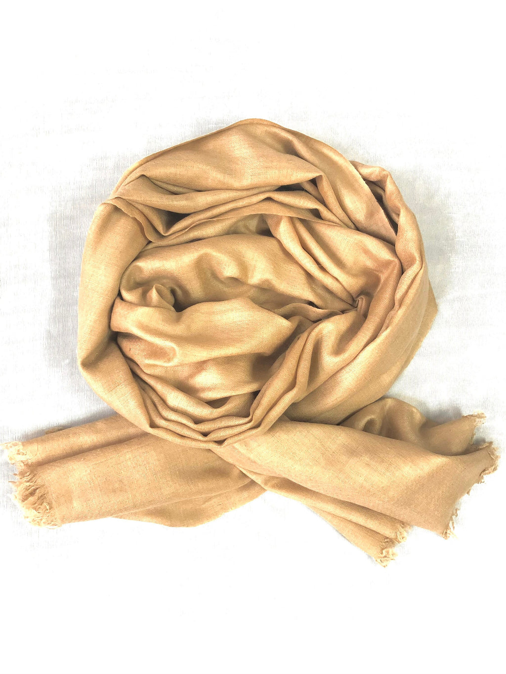 Handmade Apricot Cashmere Scarf: Ladakhi Pashmina Shawl-70x200 cms