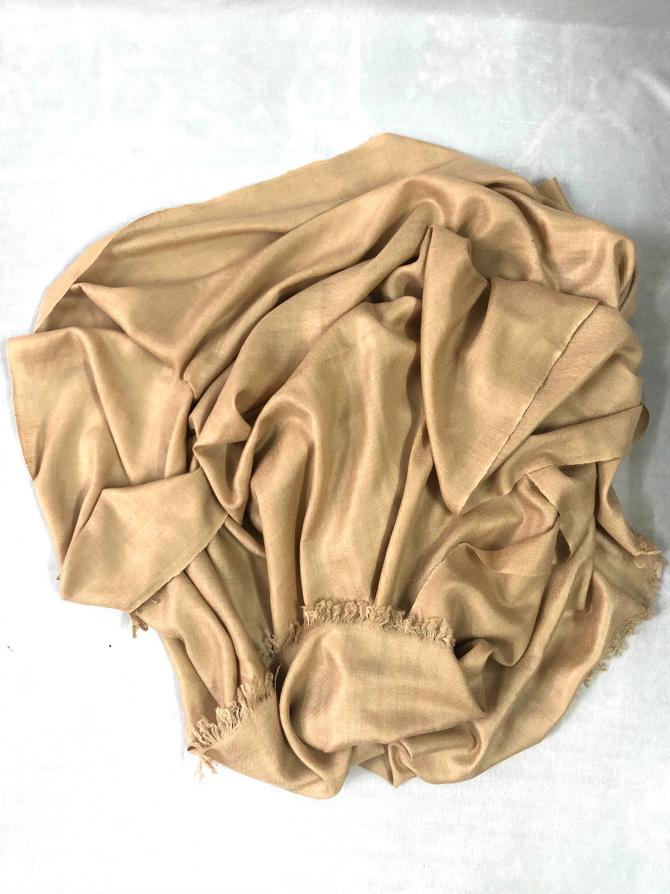 Cashmere Scarf Apricot Cream Handmade Pure Cashmere Pashmina Stole Shawl Scarf - Mehraj Crafts 