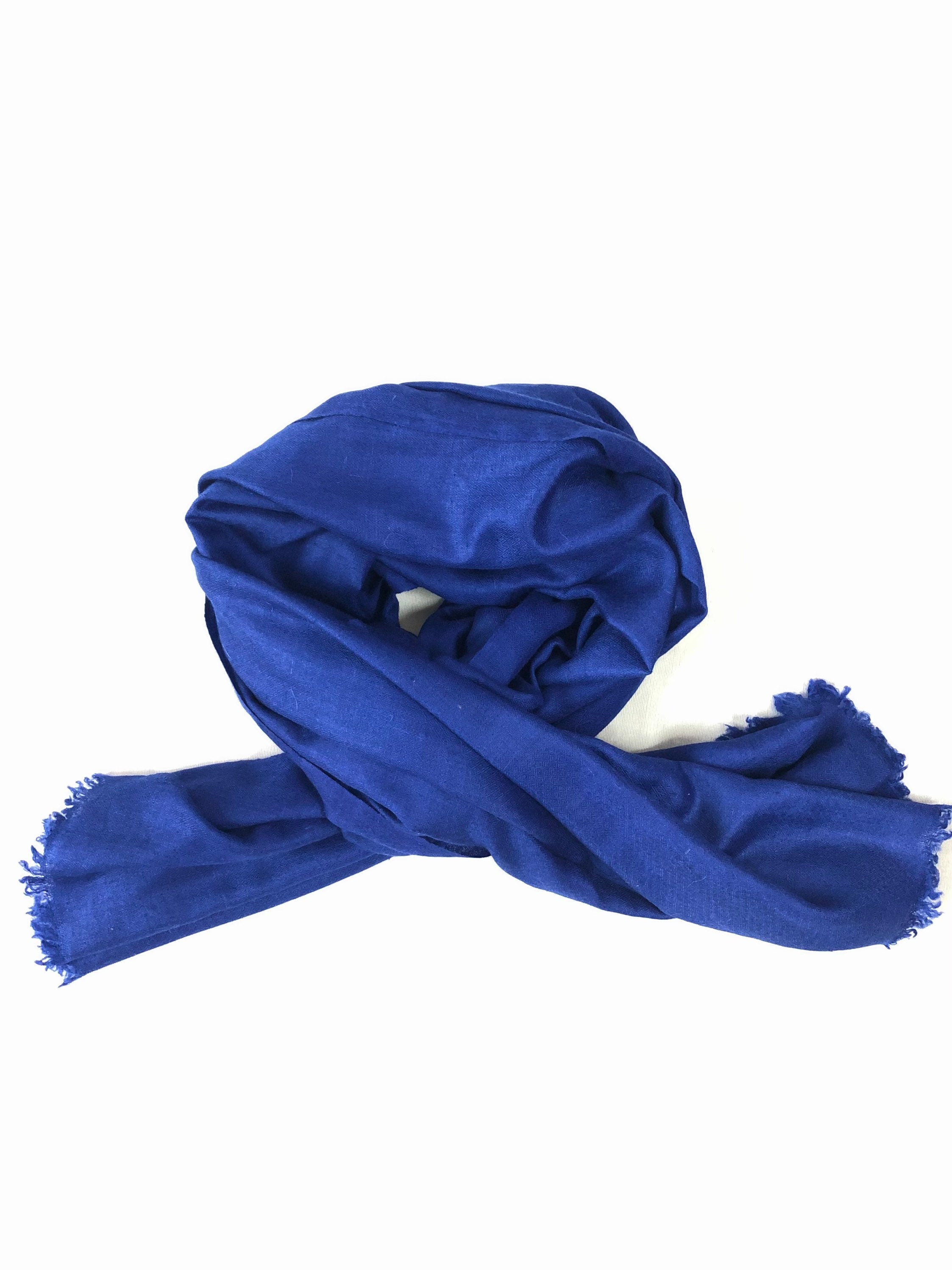 Dazzling Blue Handmade Genuine Cashmere Pashmina Stole Shawl Scarf - Mehraj Crafts 