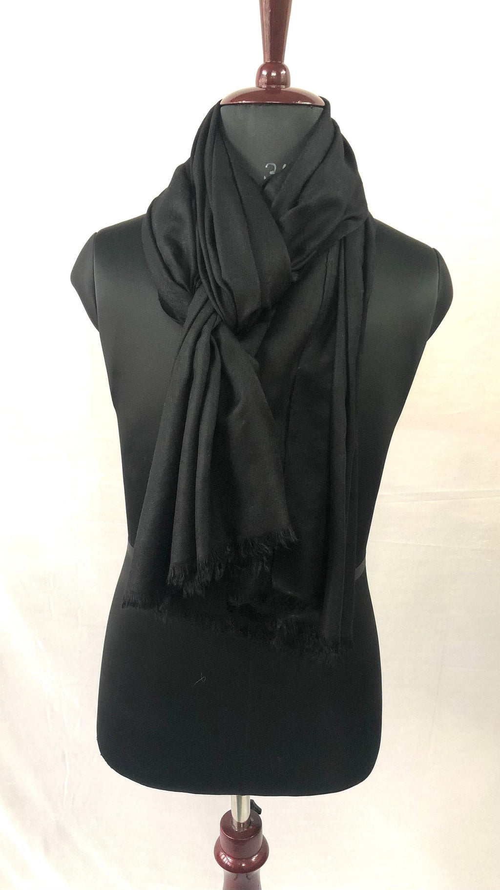 Black Praiseworthy Handmade Real Cashmere Pashmina Stole Scarf Shawl - Mehraj Crafts 