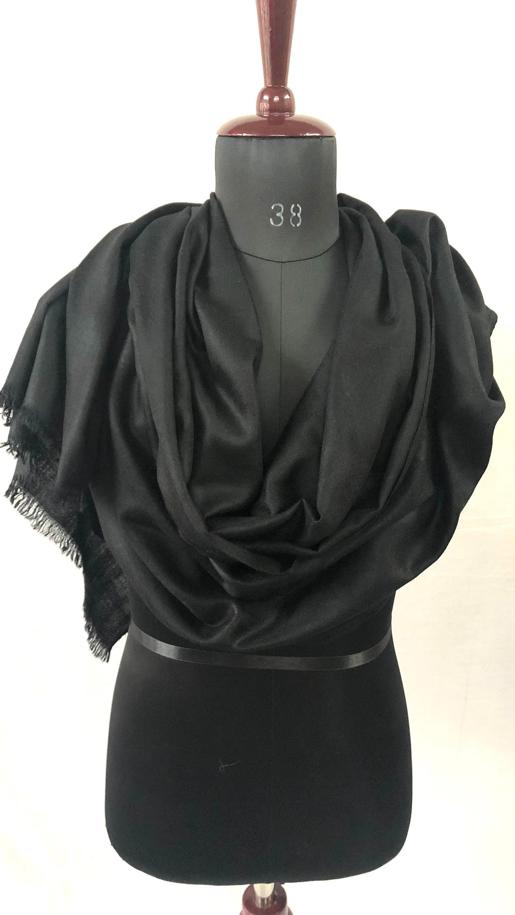 Black Praiseworthy Handmade Real Cashmere Pashmina Stole Scarf Shawl - Mehraj Crafts 