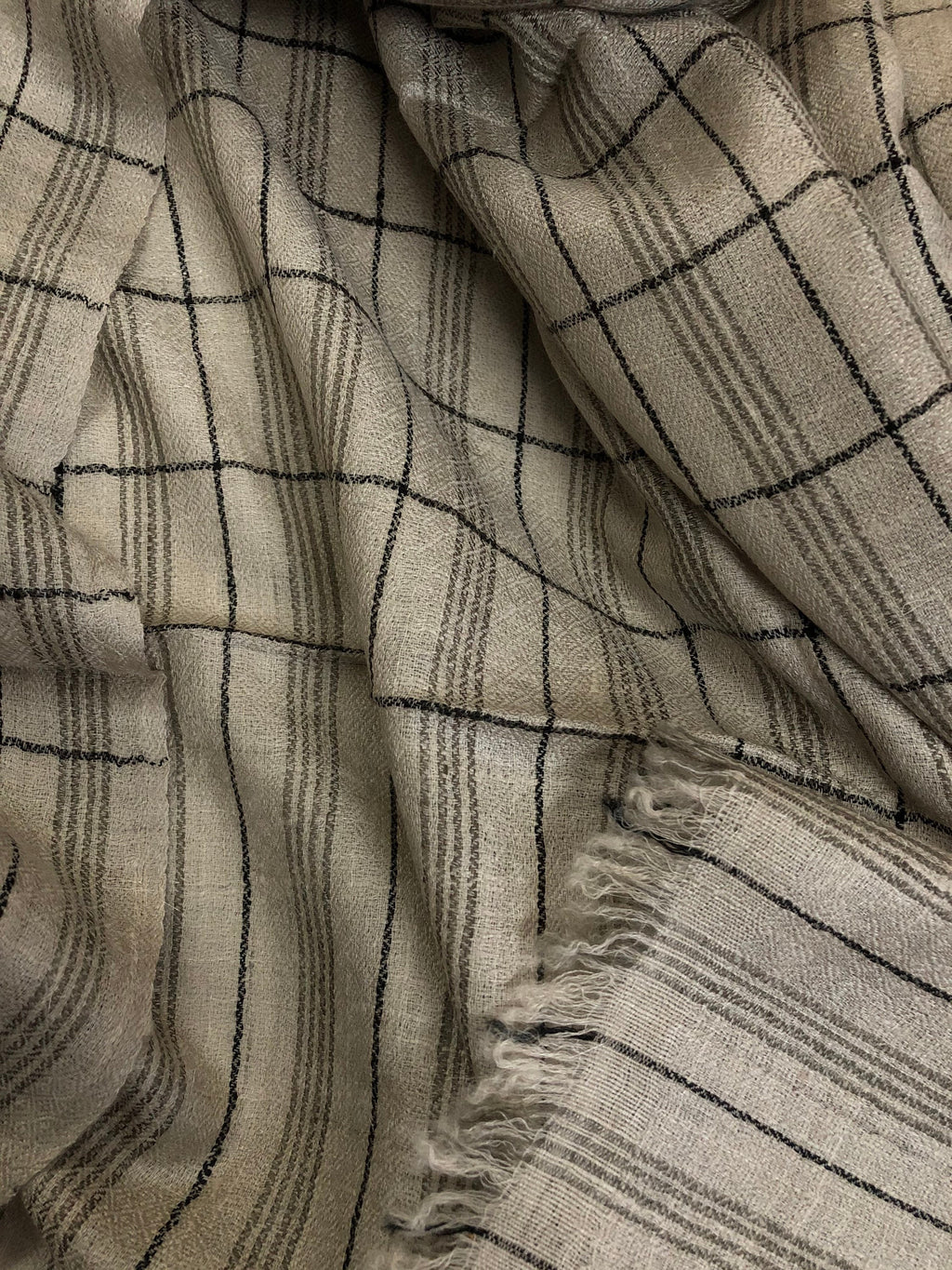 Handmade Cashmere Pashmina Stole: Graph Check Scarf, 70x200cm