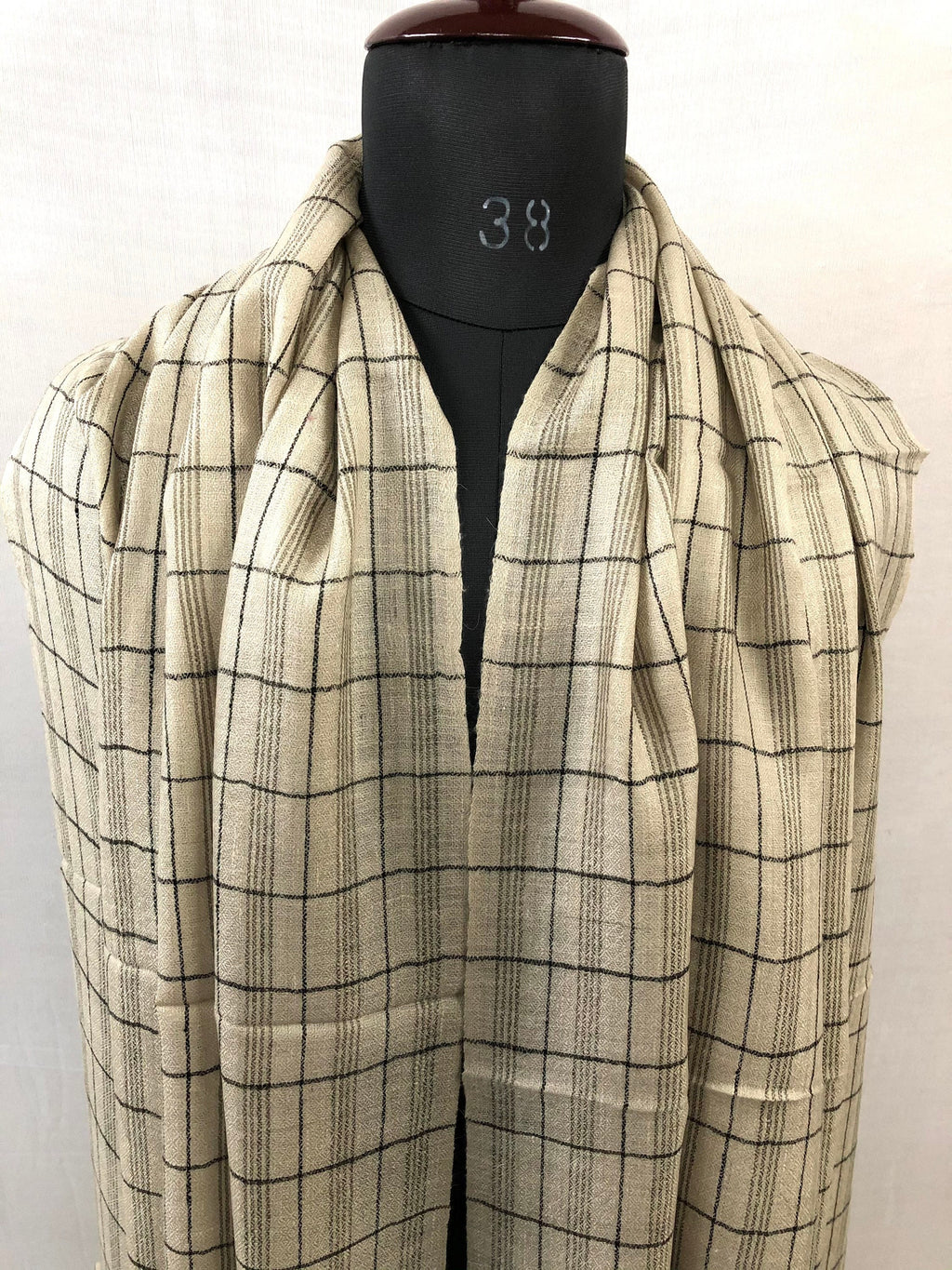 Handmade Cashmere Pashmina Stole: Graph Check Scarf, 70x200cm