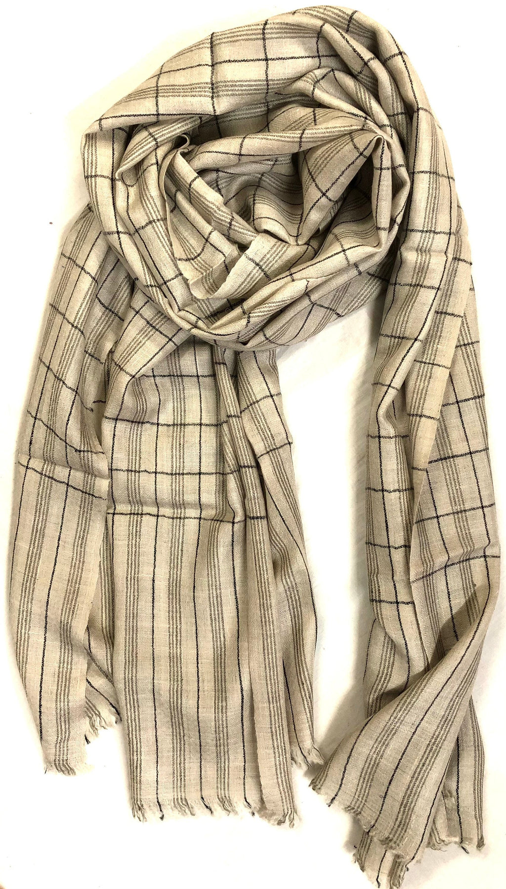Handmade Cashmere Pashmina Stole: Graph Check Scarf, 70x200cm