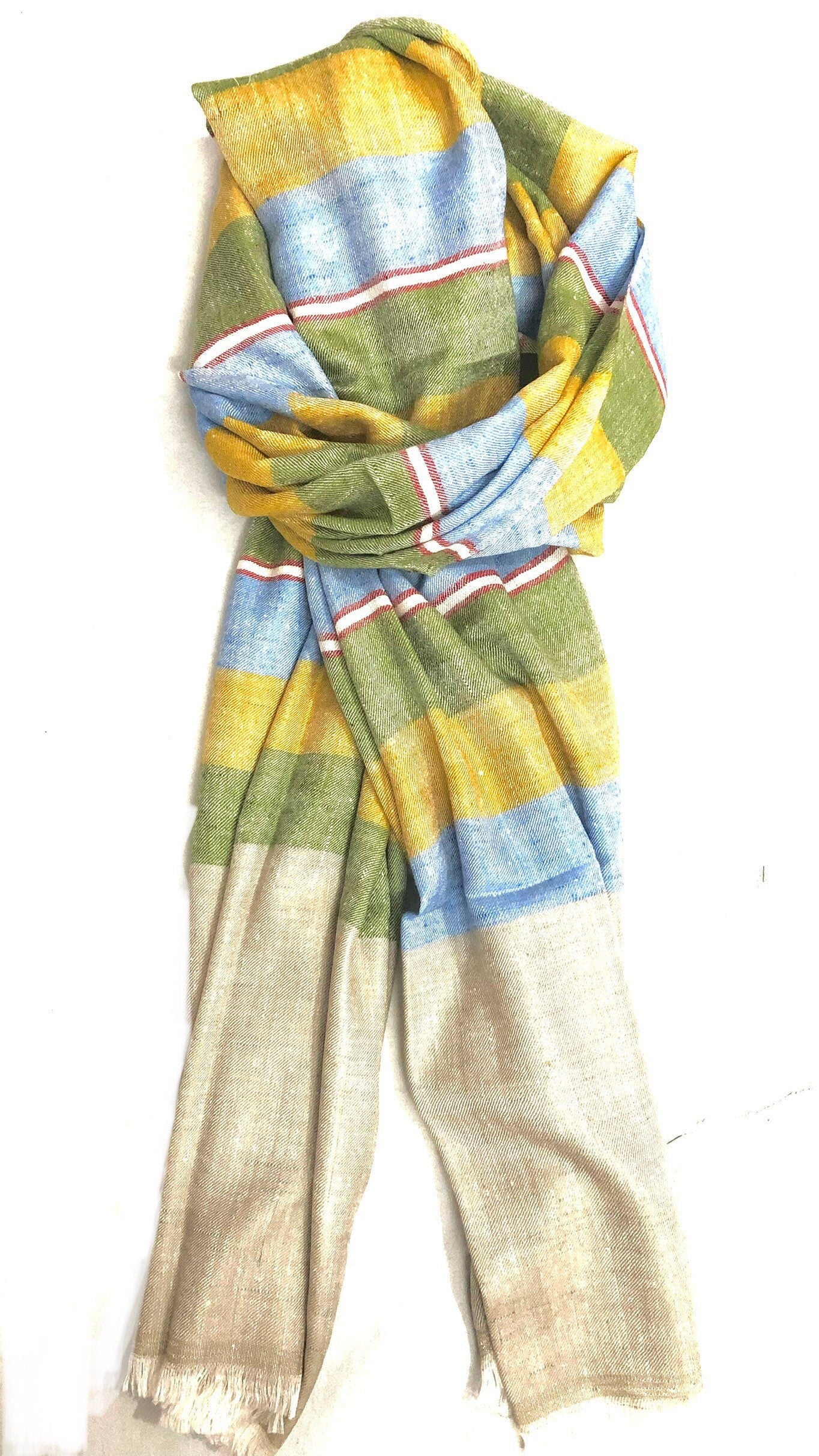 Whimsical Bayadere Stripes Handmade Real Cashmere Pashmina Stole/Scarf/70*200 cm