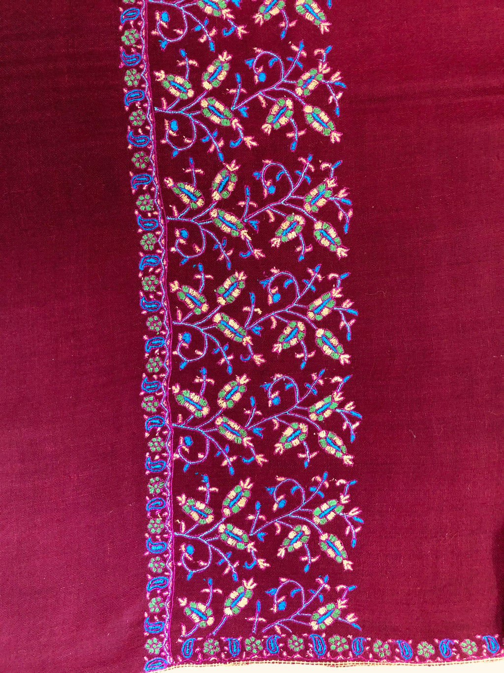 Floral Pashmina cyber monday Traditional Mughal Motif Handcrafted Palla Red Real Cashmere Pashmina Stole Scarf Shawl - Mehraj Crafts 