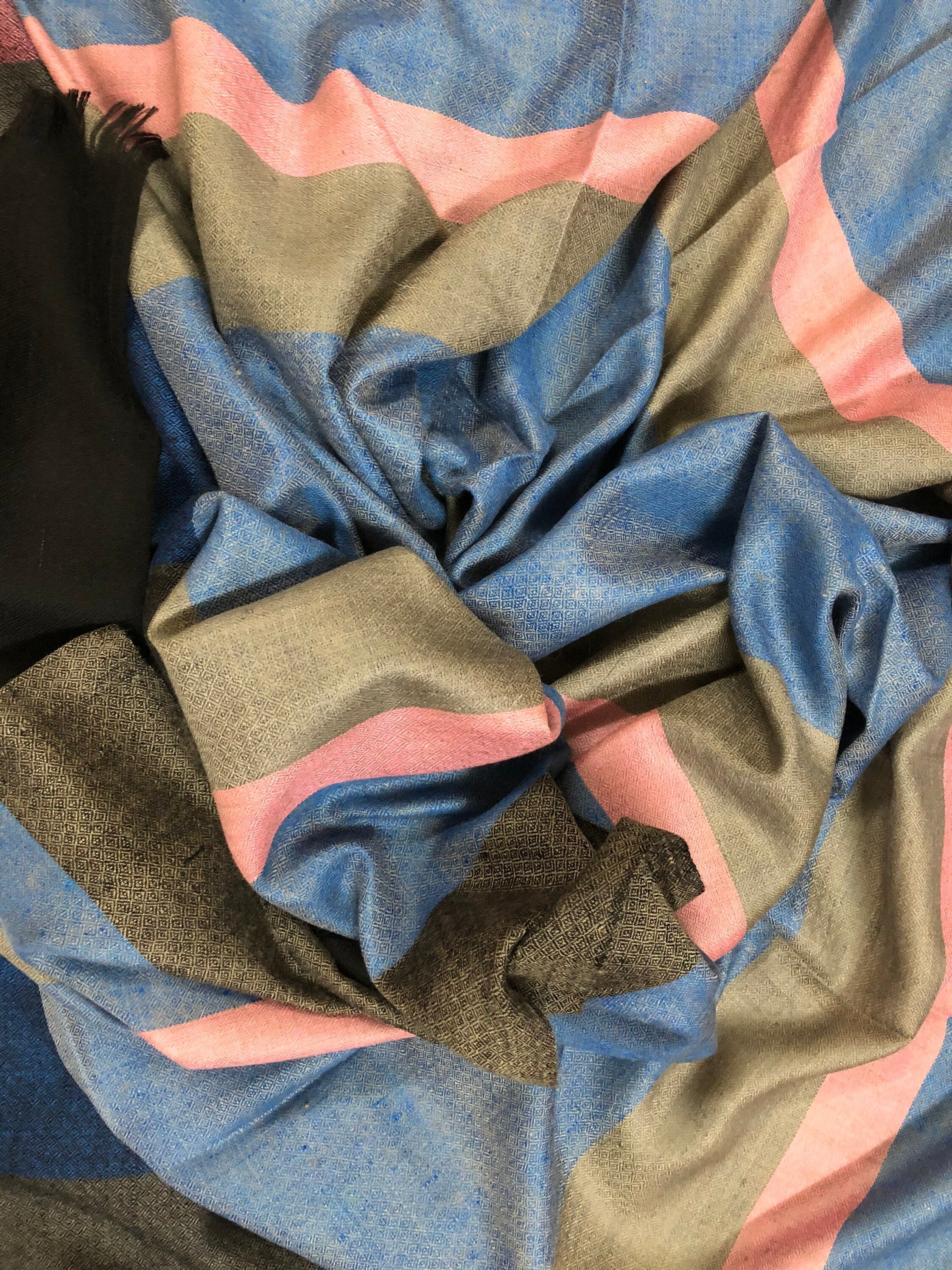 Gift father Chevron Stripes Handwoven Real Cashmere Pashmina Stole Scarf - Mehraj Crafts 