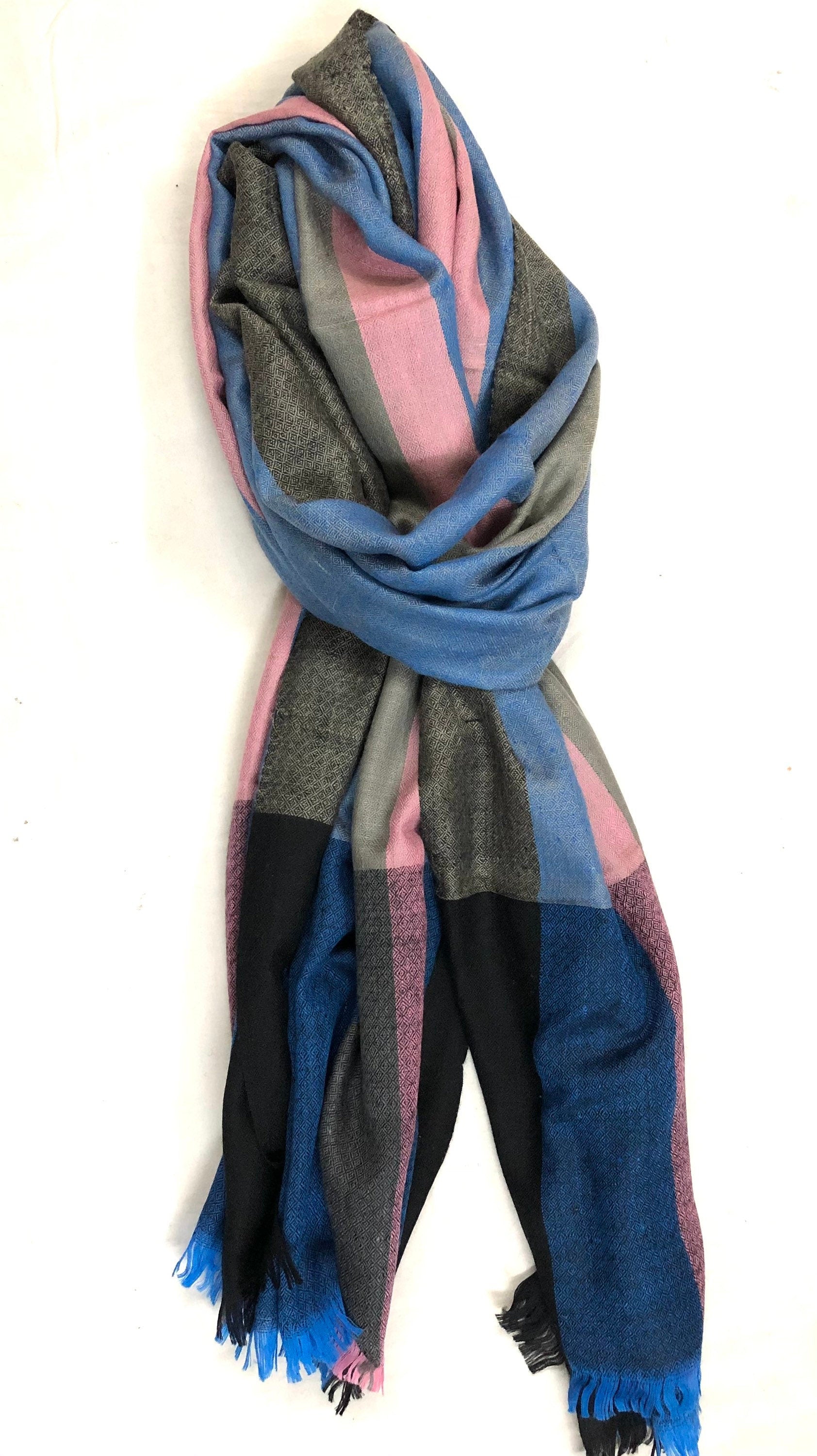 Gift father Chevron Stripes Handwoven Real Cashmere Pashmina Stole Scarf - Mehraj Crafts 