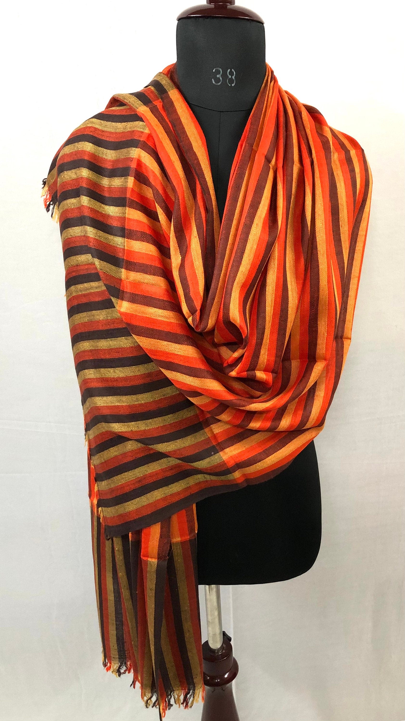 Gift father Bengal Stripes Handwoven Real Cashmere Pashmina Stole/Scarf/70*200 cm