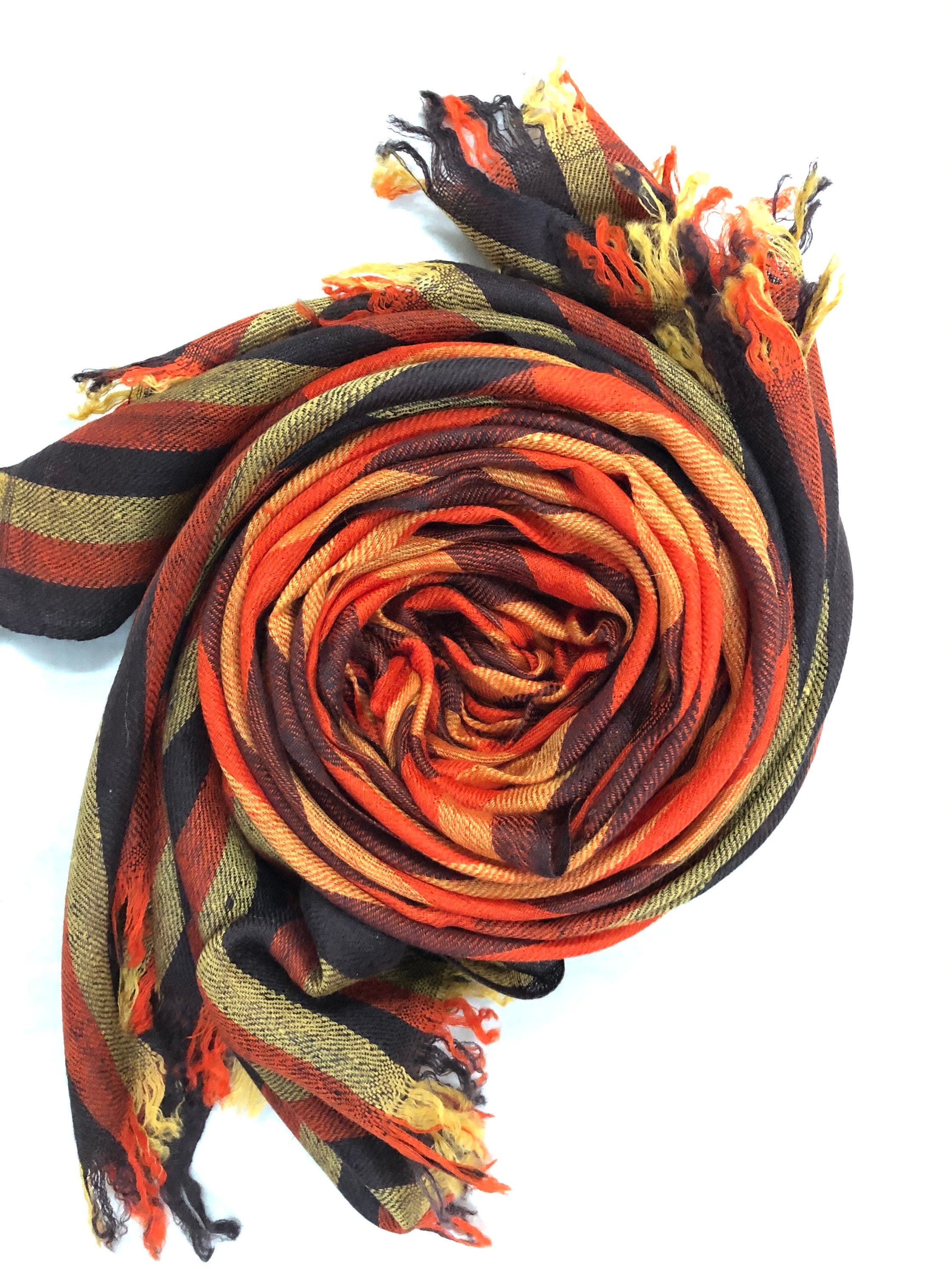 Gift father Bengal Stripes Handwoven Real Cashmere Pashmina Stole Scarf - Mehraj Crafts 