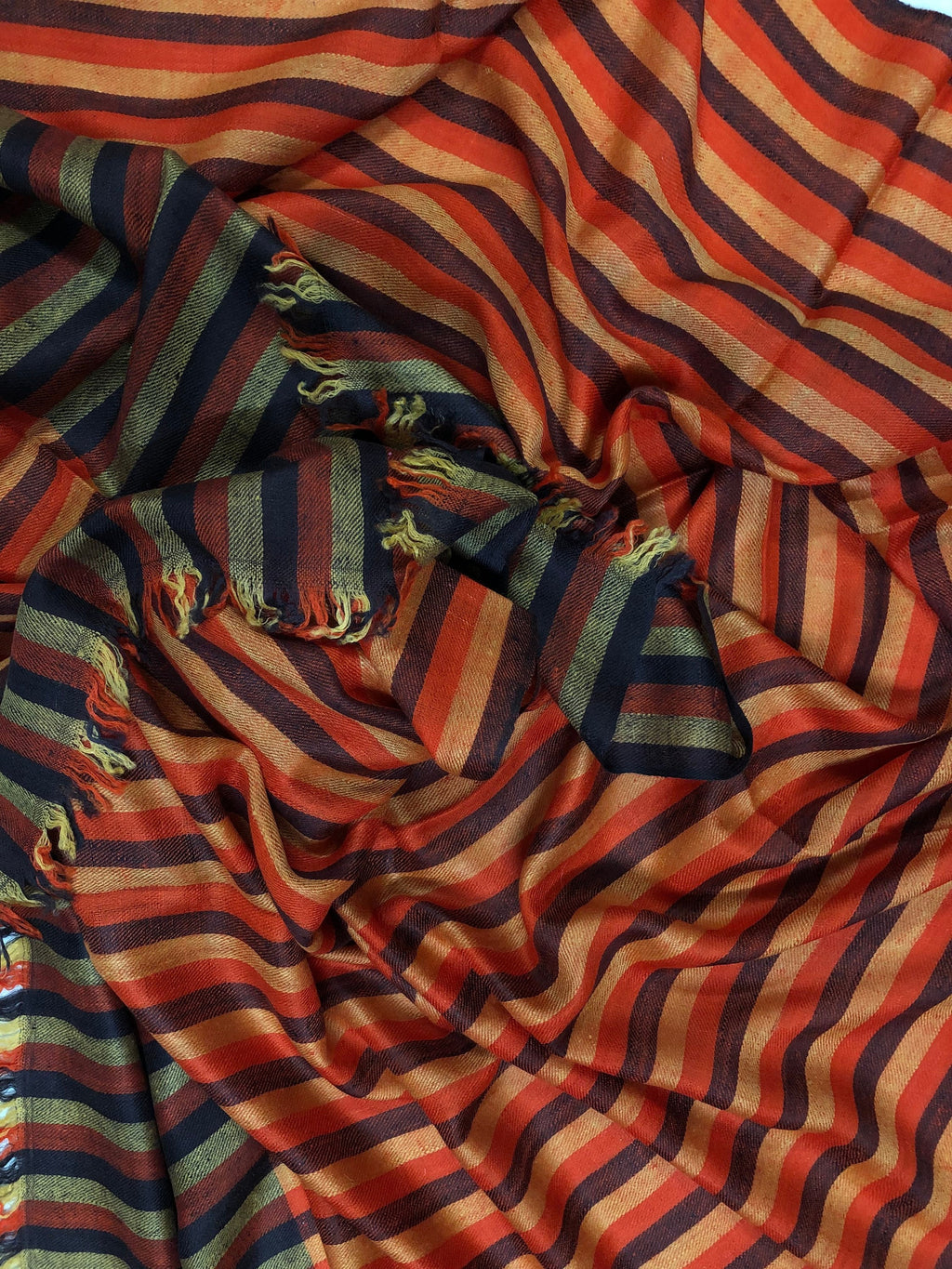 Gift father Bengal Stripes Handwoven Real Cashmere Pashmina Stole Scarf - Mehraj Crafts 