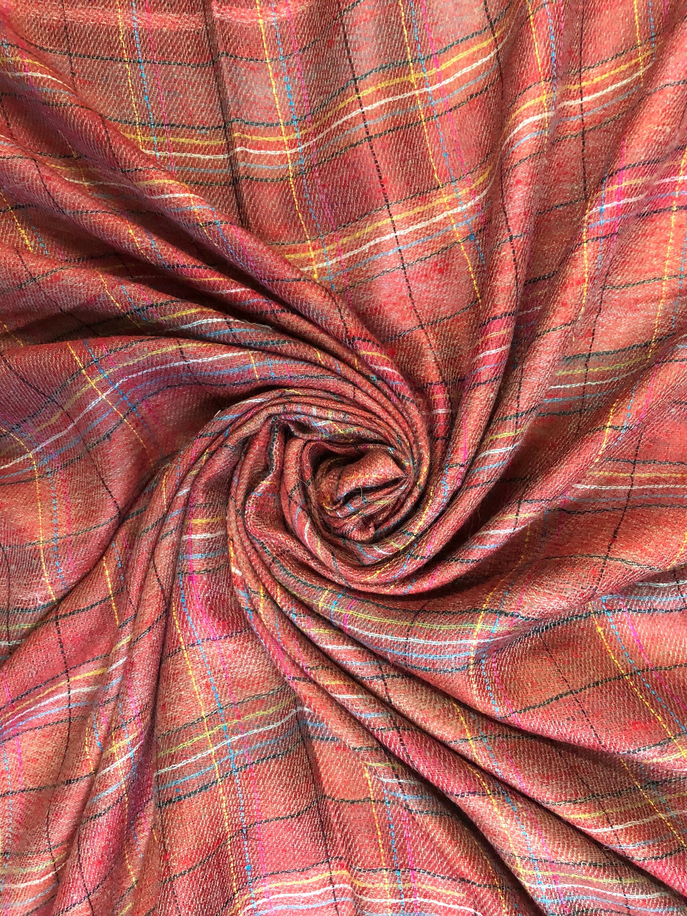 Handmade Royal Stewart Cashmere Pashmina Scarf: Reversible Striped Stole