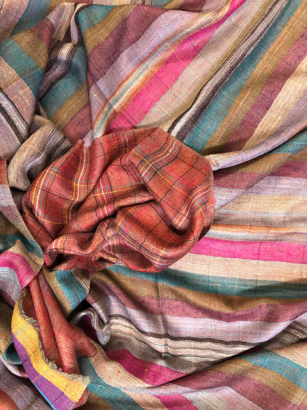 Handmade Royal Stewart Cashmere Pashmina Scarf: Reversible Striped Stole
