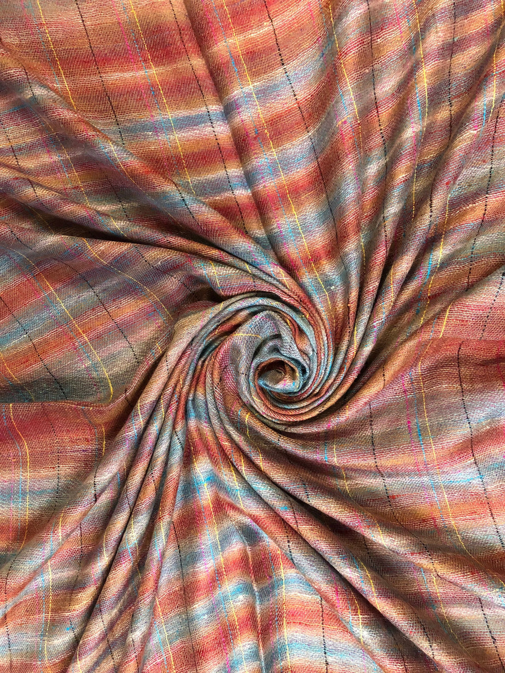 Reversible Cashmere Pashmina Stole: Ikkat Check & Breton Stripes