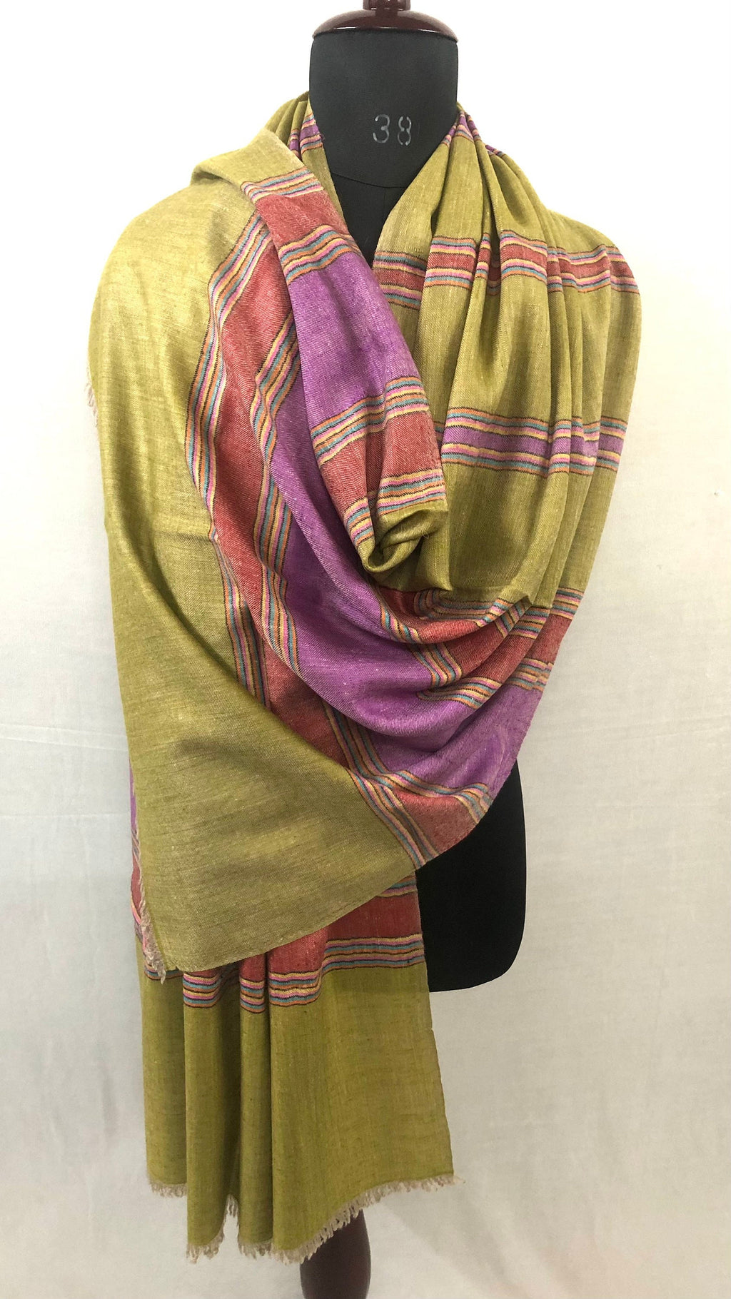 Gift father Oasis Cabana Stripes Handmade Real Cashmere Pashmina Stole Scarf - Mehraj Crafts 