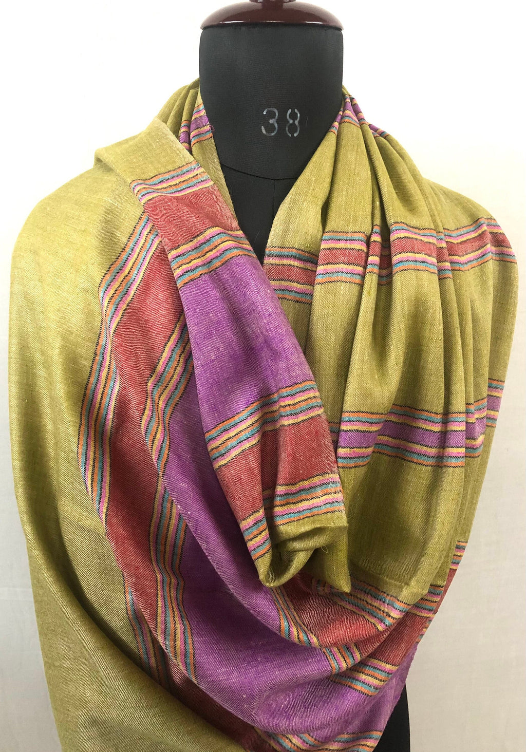 Gift father Oasis Cabana Stripes Handmade Real Cashmere Pashmina Stole Scarf - Mehraj Crafts 