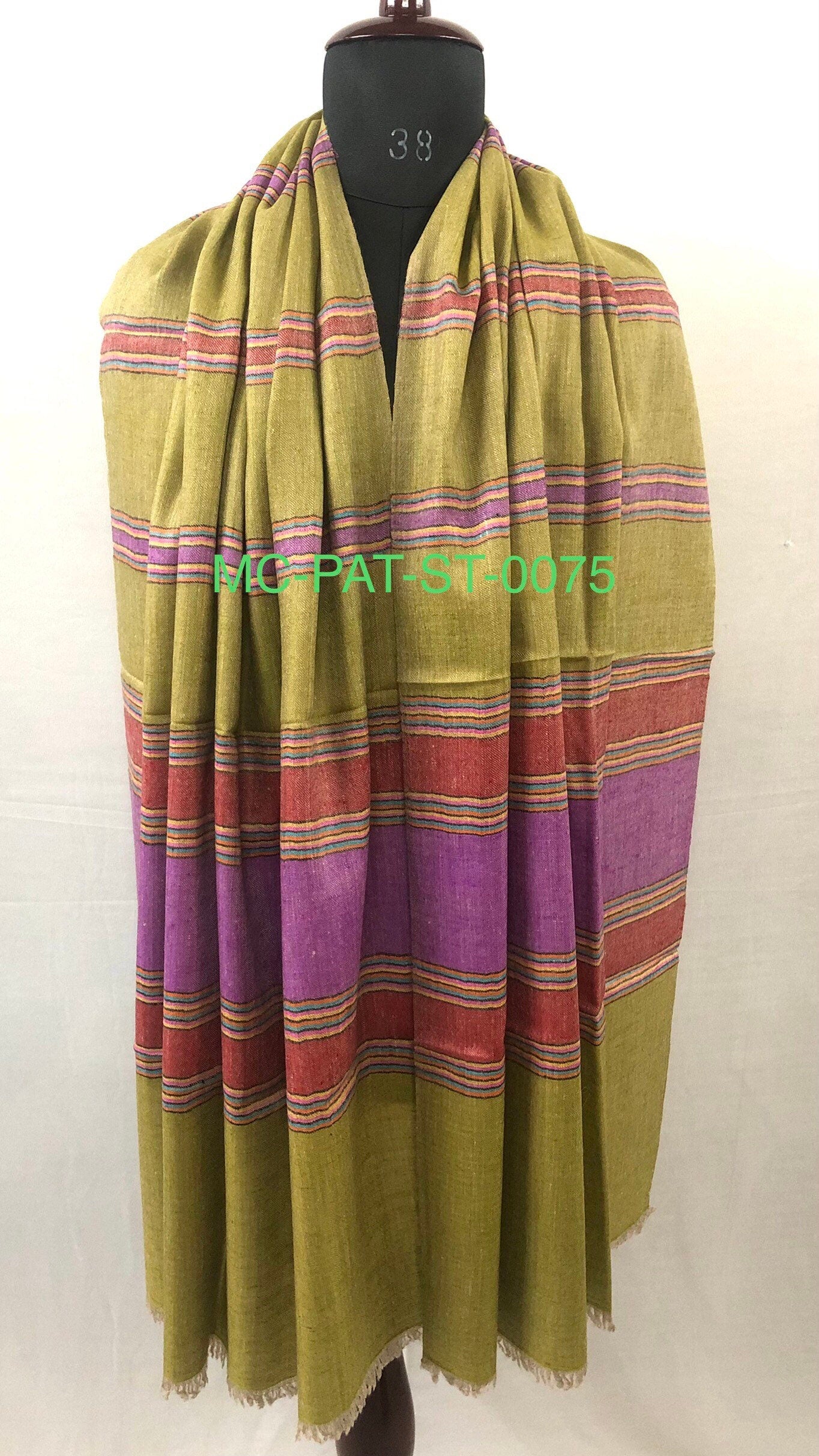 Gift father Oasis Cabana Stripes Handmade Real Cashmere Pashmina Stole Scarf - Mehraj Crafts 