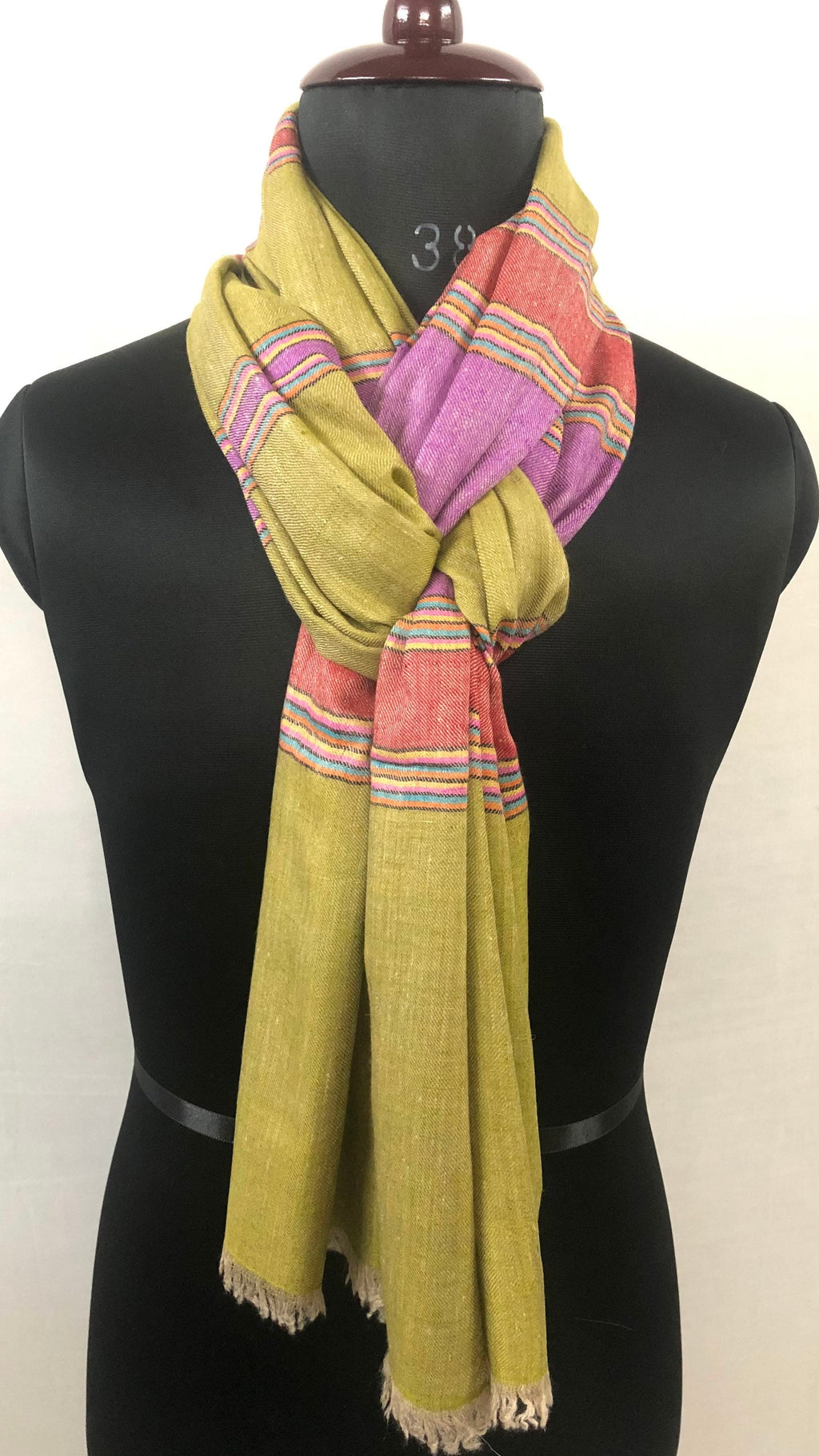 Gift father Oasis Cabana Stripes Handmade Real Cashmere Pashmina Stole Scarf - Mehraj Crafts 