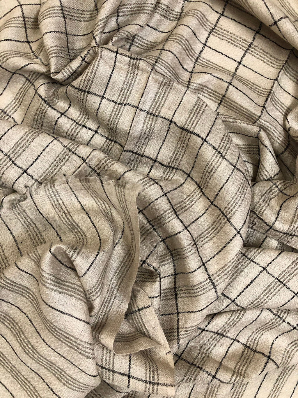 Handmade Cashmere Pashmina Stole: Graph Check Scarf, 70x200cm