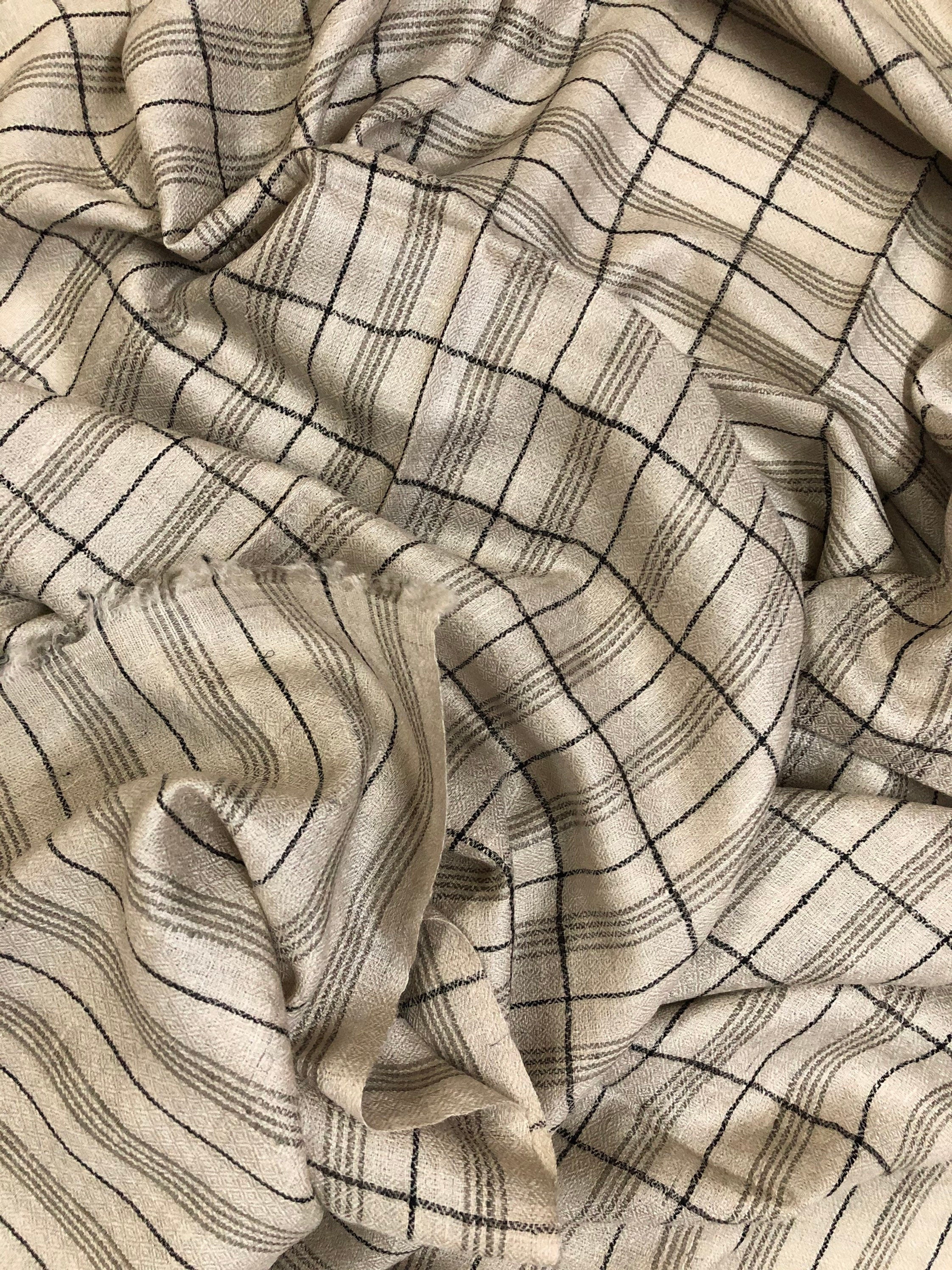 Handmade Cashmere Pashmina Stole: Graph Check Scarf, 70x200cm