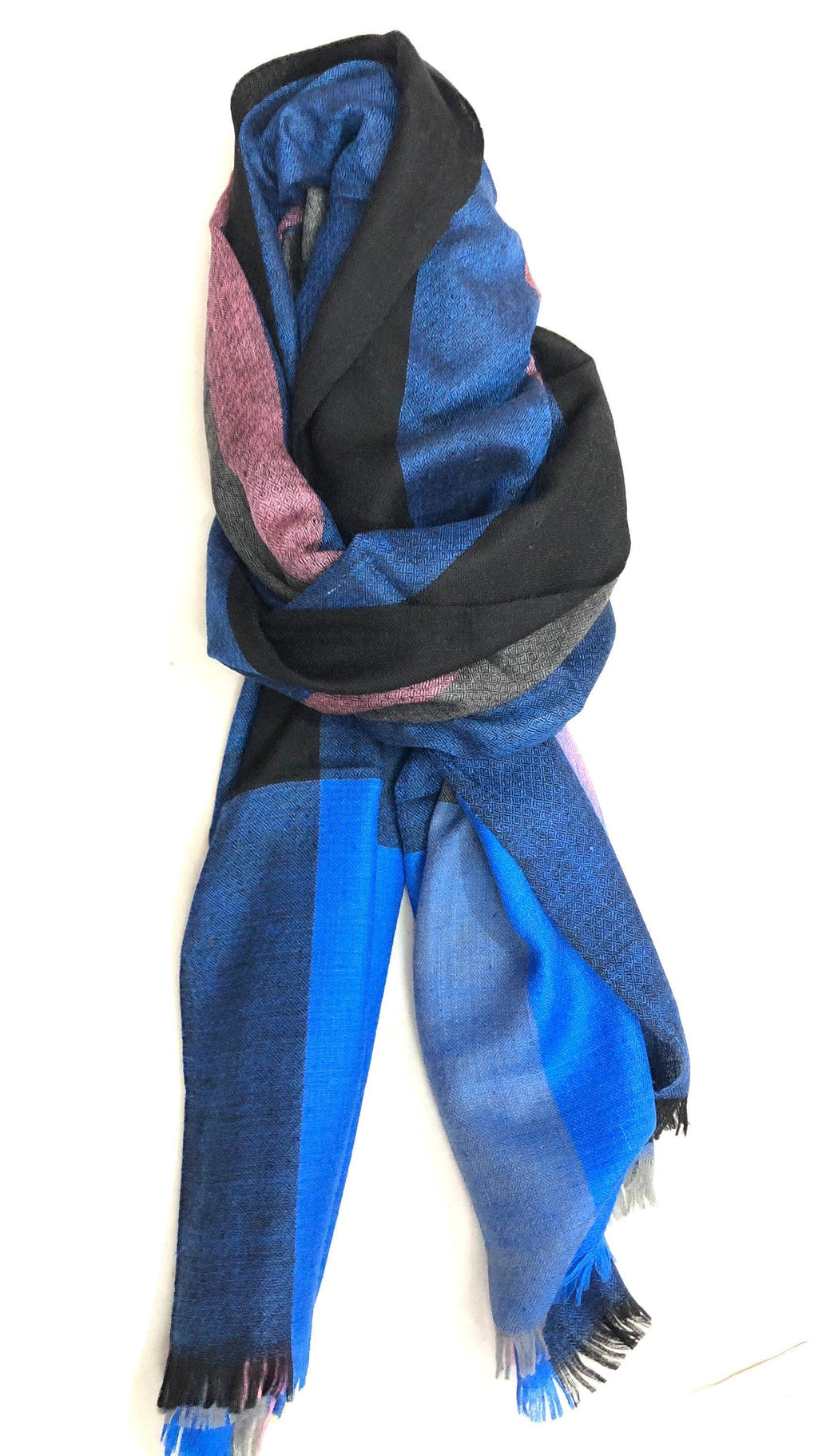 Bengal Multicoloured Stripes Handmade Real Cashmere Pashmina Stole Scarf - Mehraj Crafts 