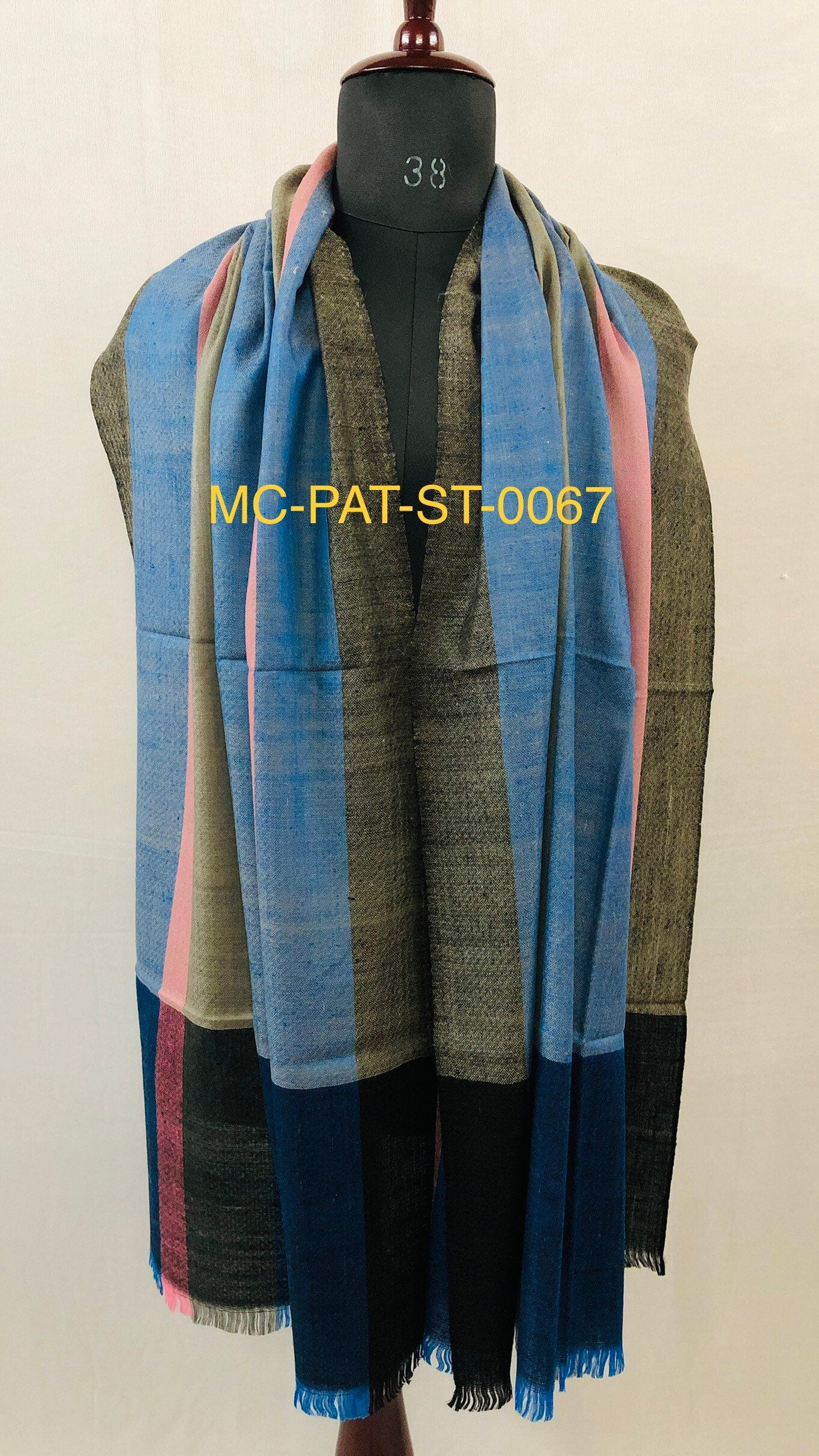 Gift father Chevron Stripes Handwoven Real Cashmere Pashmina Stole Scarf - Mehraj Crafts 