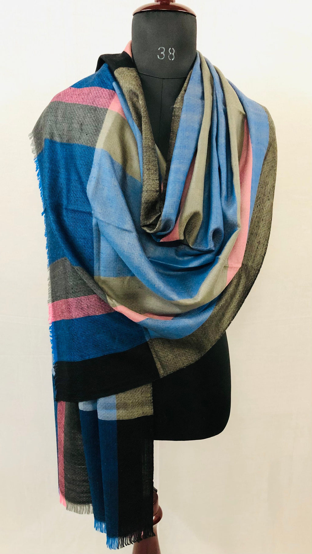 Gift father Chevron Stripes Handwoven Real Cashmere Pashmina Stole Scarf - Mehraj Crafts 