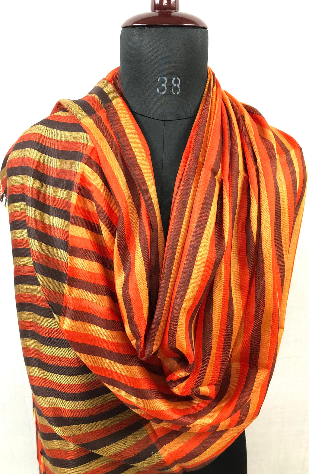 Gift father Bengal Stripes Handwoven Real Cashmere Pashmina Stole Scarf - Mehraj Crafts 