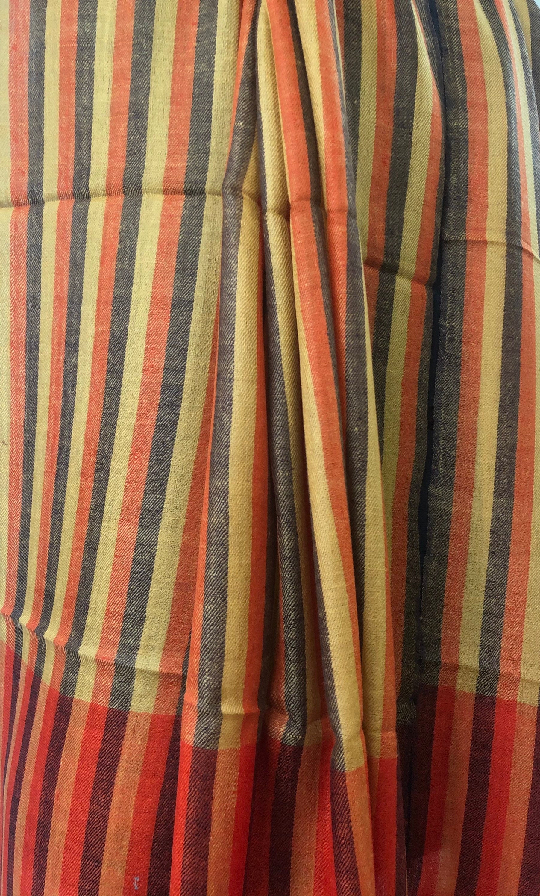 Gold Fusion Bengal Stripes Handwoven Real Cashmere Pashmina Stole Scarf - Mehraj Crafts 