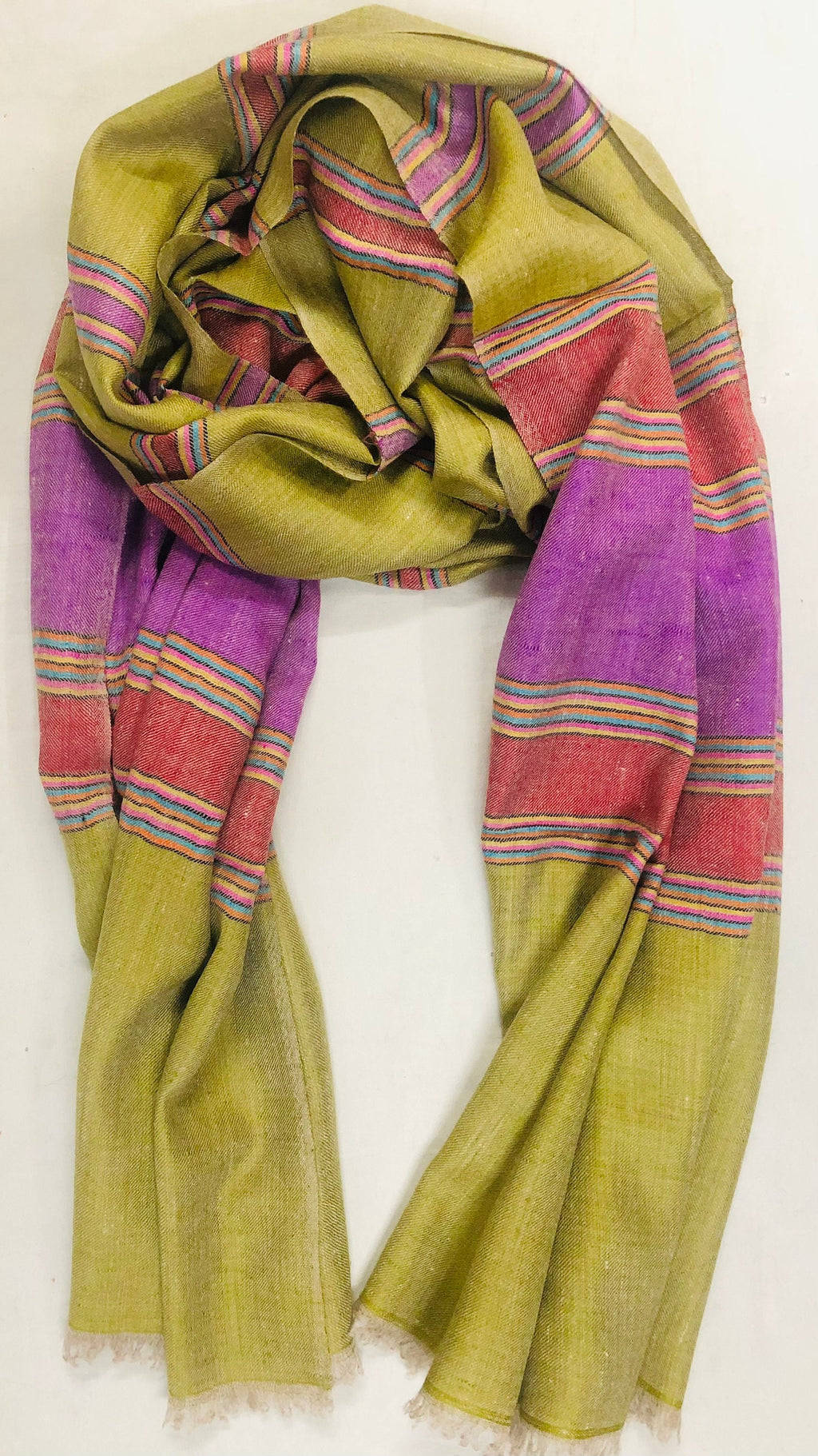 Gift father Oasis Cabana Stripes Handmade Real Cashmere Pashmina Stole Scarf - Mehraj Crafts 