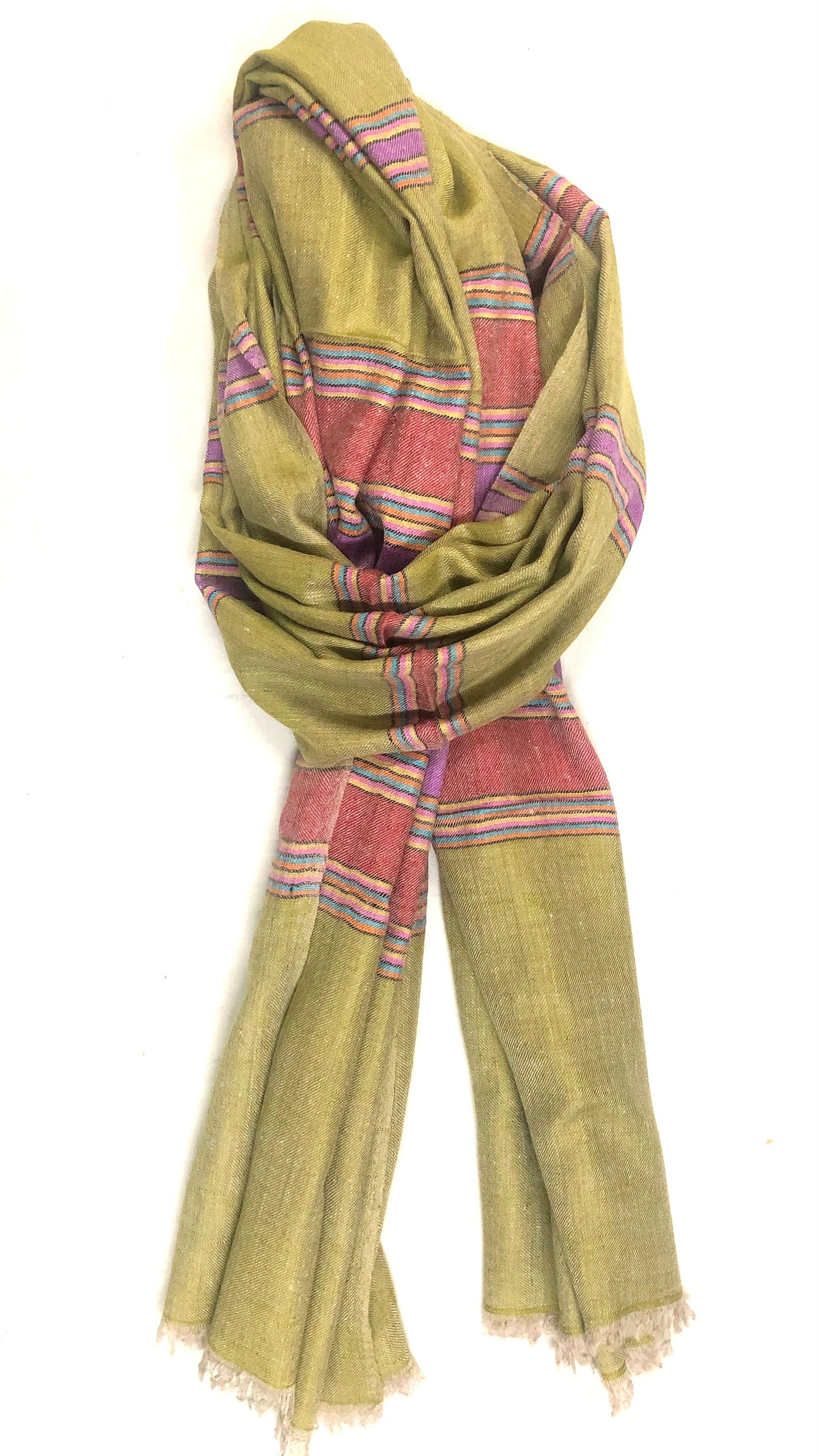 Gift father Oasis Cabana Stripes Handmade Real Cashmere Pashmina Stole Scarf - Mehraj Crafts 