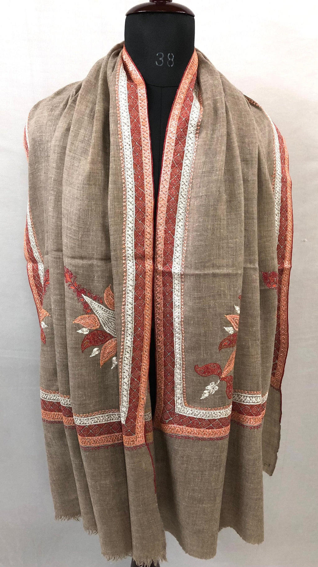 teacher gift GI Certified Khudrang Natural Luxury Hand Embroidered Tilla Work With Sozni Embroidery Real Cashmere Pashmina Shawl - Mehraj Crafts 