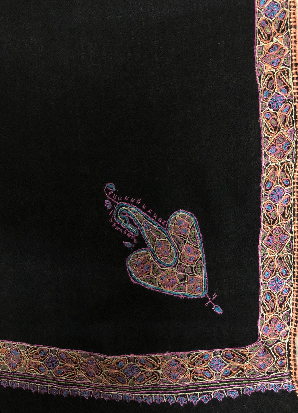 Pashmina christmas dayCaviar Sozni Hand Embroidered Border Handwoven Real Cashmere Pashmina Stole Scarf Shawl - Mehraj Crafts 