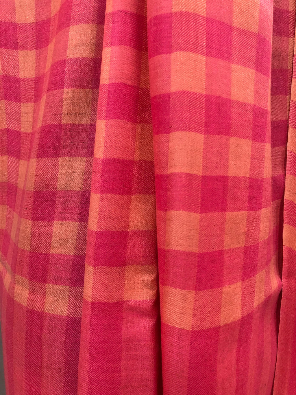 Boxing day Paradise Pink Checkered Pattern Handwoven Real Cashmere Pashmina Stole Scarf - Mehraj Crafts 