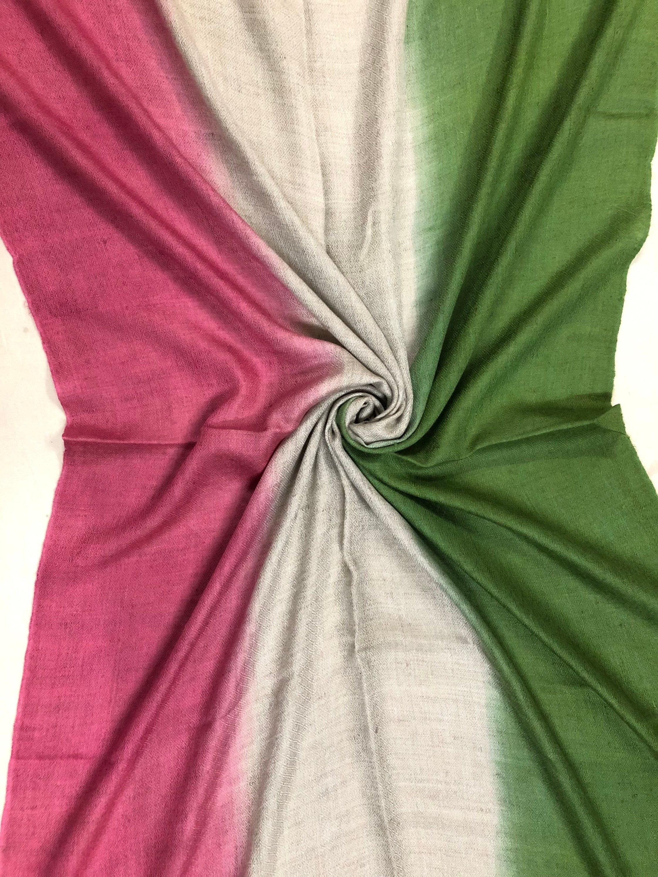 Handwoven Cashmere Pashmina Scarf: Rose, Natural, Cactus Ombré
