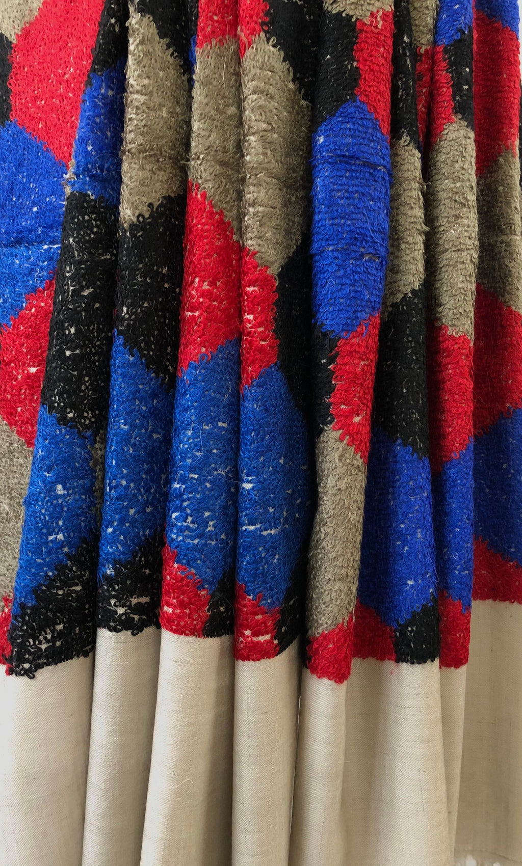 Handmade Simple Hexagon Geometric Design Handwoven Towel Weave Real Ladakhi Cashmere Pashmina Wrap Shawl - Mehraj Crafts 