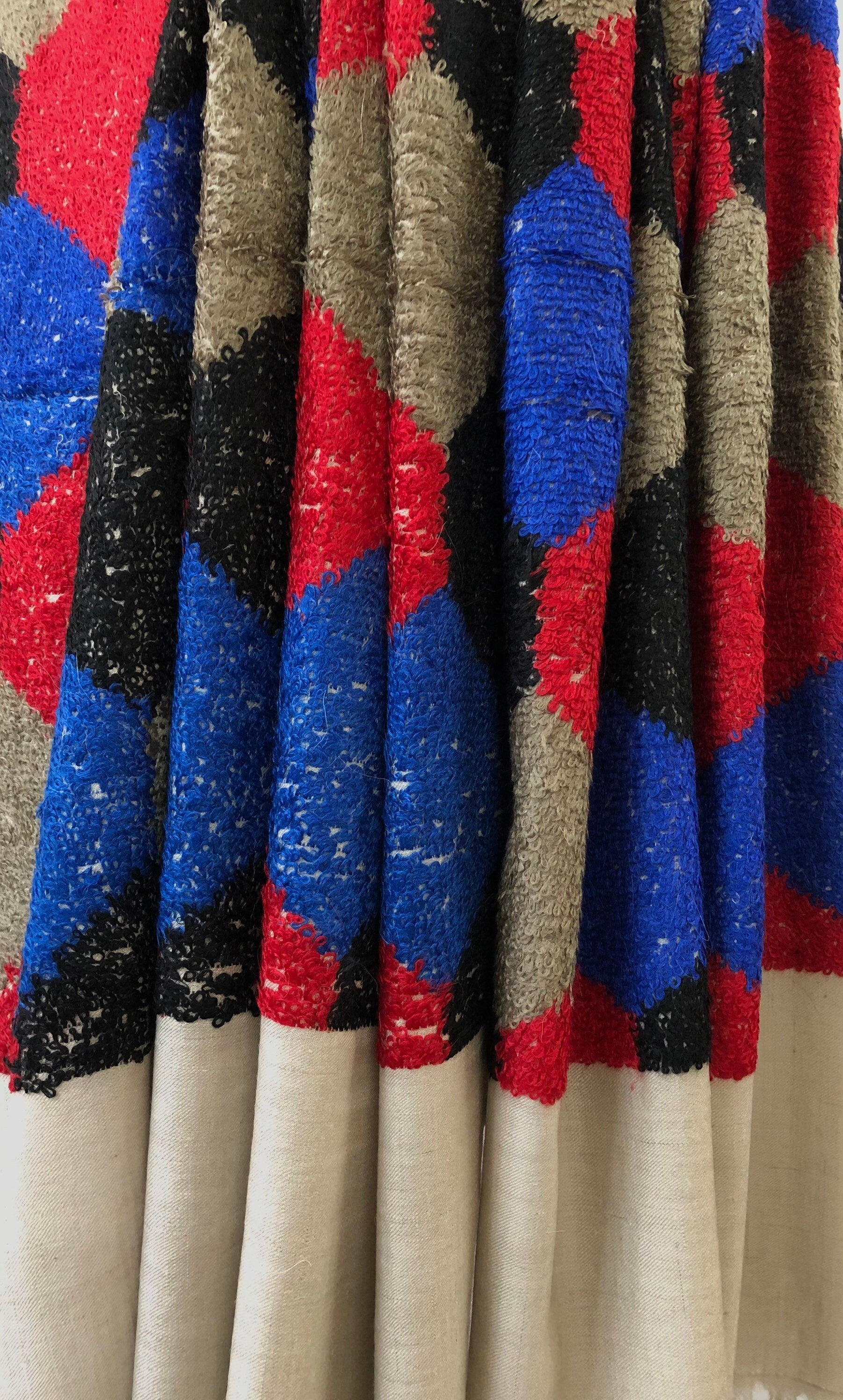 Handmade Simple Hexagon Geometric Design Handwoven Towel Weave Real Ladakhi Cashmere Pashmina Wrap Shawl - Mehraj Crafts 