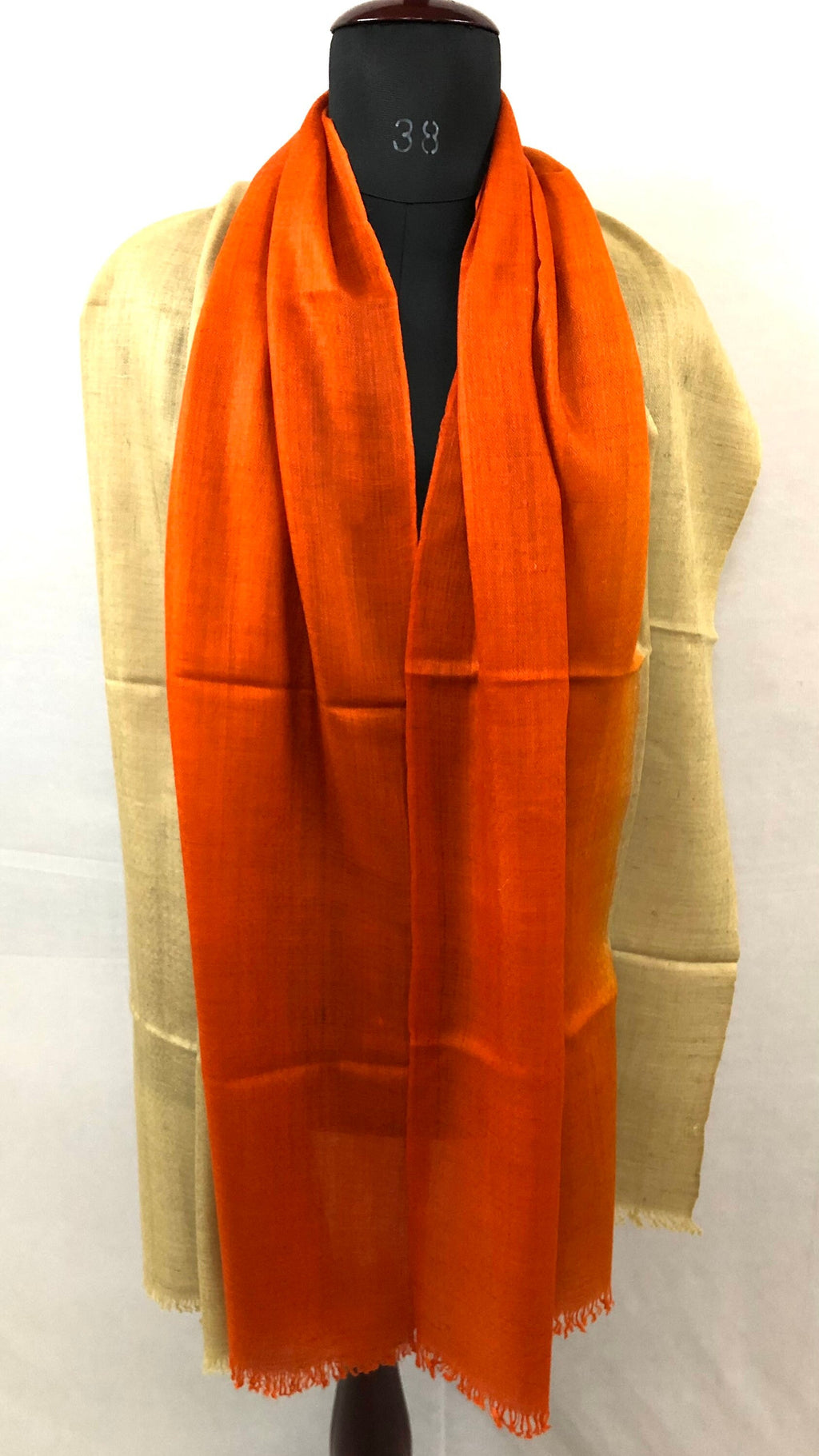 Olive Grey Orangeade Ombré Dyed Handwoven Real Cashmere Pashmina Stole/Scarf/70*200 cm