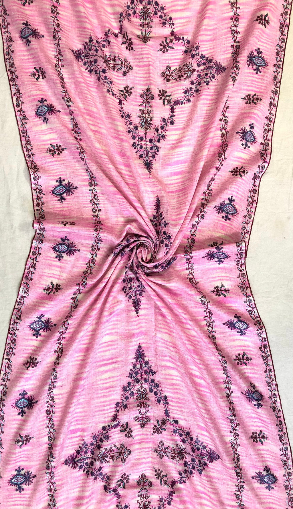 Cashmere Scarf Candy Pink Magic Weave Modern Design Sozni Embroidery Handmade Real Cashmere Pashmina Stole Scarf Shawl - Mehraj Crafts 