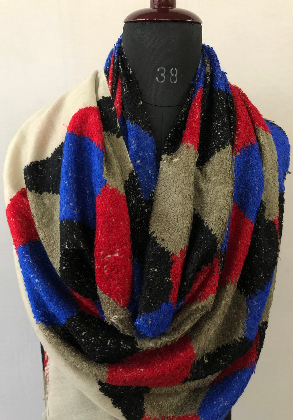 Handmade Simple Hexagon Geometric Design Handwoven Towel Weave Real Ladakhi Cashmere Pashmina Wrap Shawl - Mehraj Crafts 