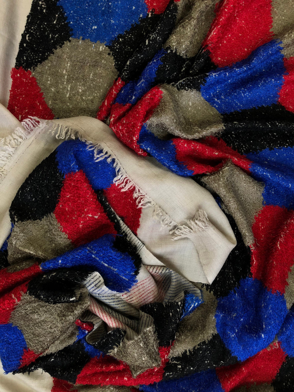 Handmade Simple Hexagon Geometric Design Handwoven Towel Weave Real Ladakhi Cashmere Pashmina Wrap Shawl - Mehraj Crafts 