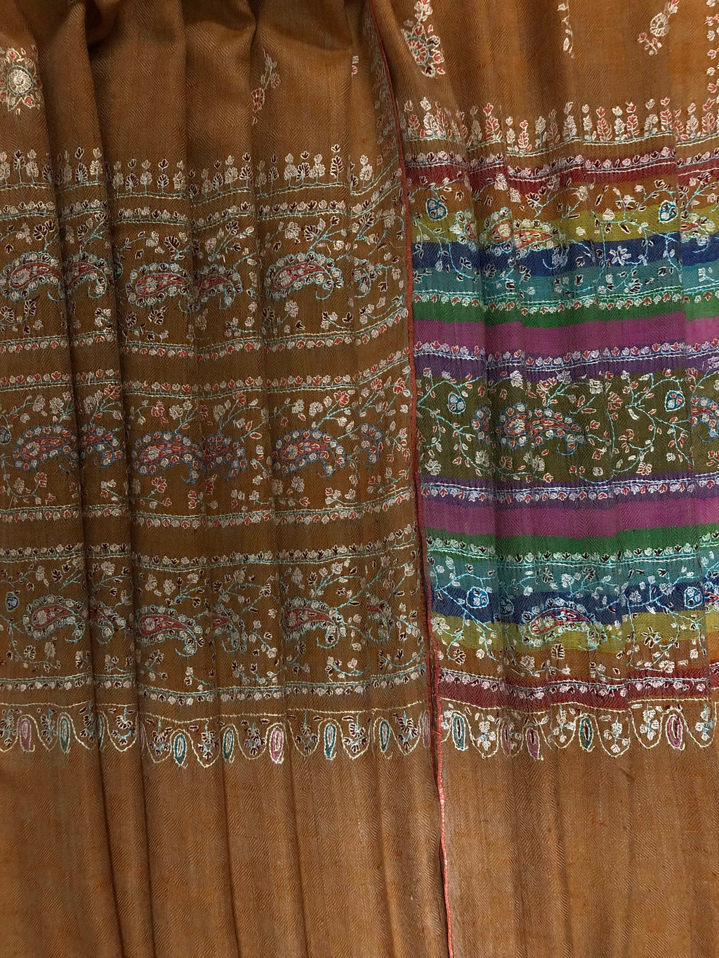 Pashmina Black FridayHazel modern design micro fine sozni hand embroidered real cashmere pashmina stole scarf shawl - Mehraj Crafts 