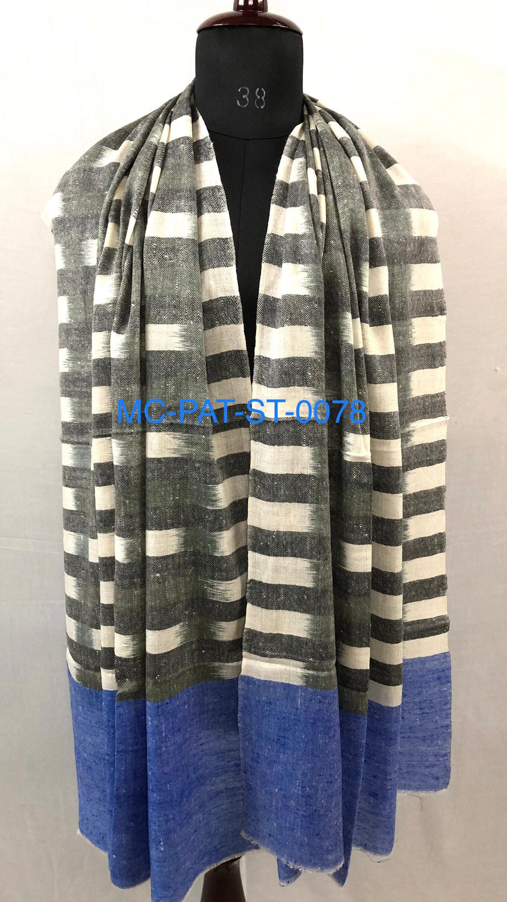 Pashmina Black FridayBlack ink ikkat weave pattern handmade real cashmere/pashmina stole/70X200 cms
