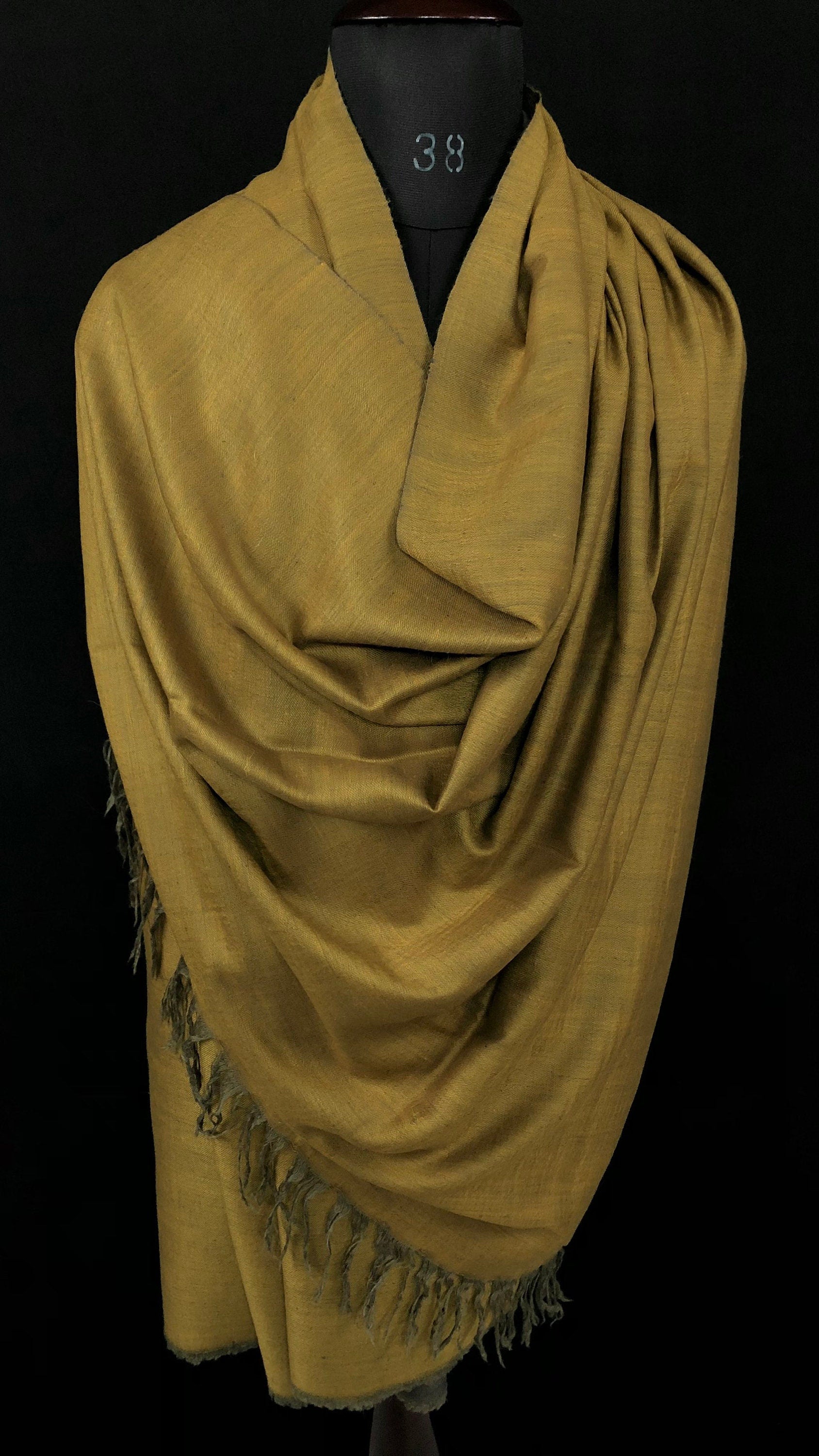 Handmade Reversible Pashmina shawlDark gull grey and amber gold handwoven reversible  ladakhi real cashmere pashmina shawl wrap - Mehraj Crafts 
