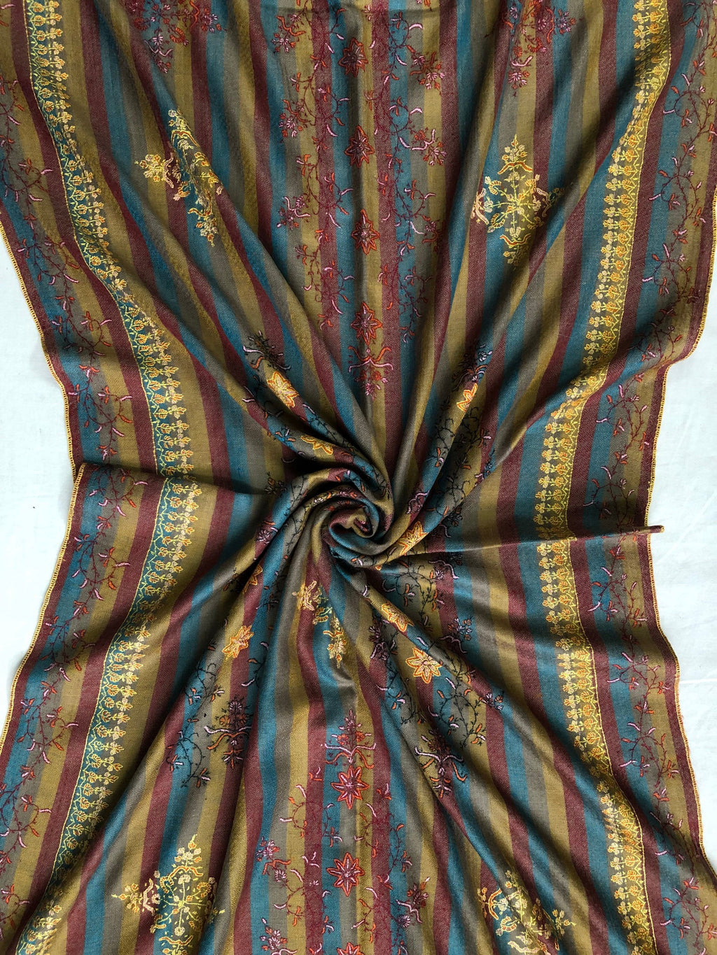 Pashmina cyber monday Multitrack pencil stripes modern design super micro fine hand embroidered real cashmere pashmina stole shawl - Mehraj Crafts 