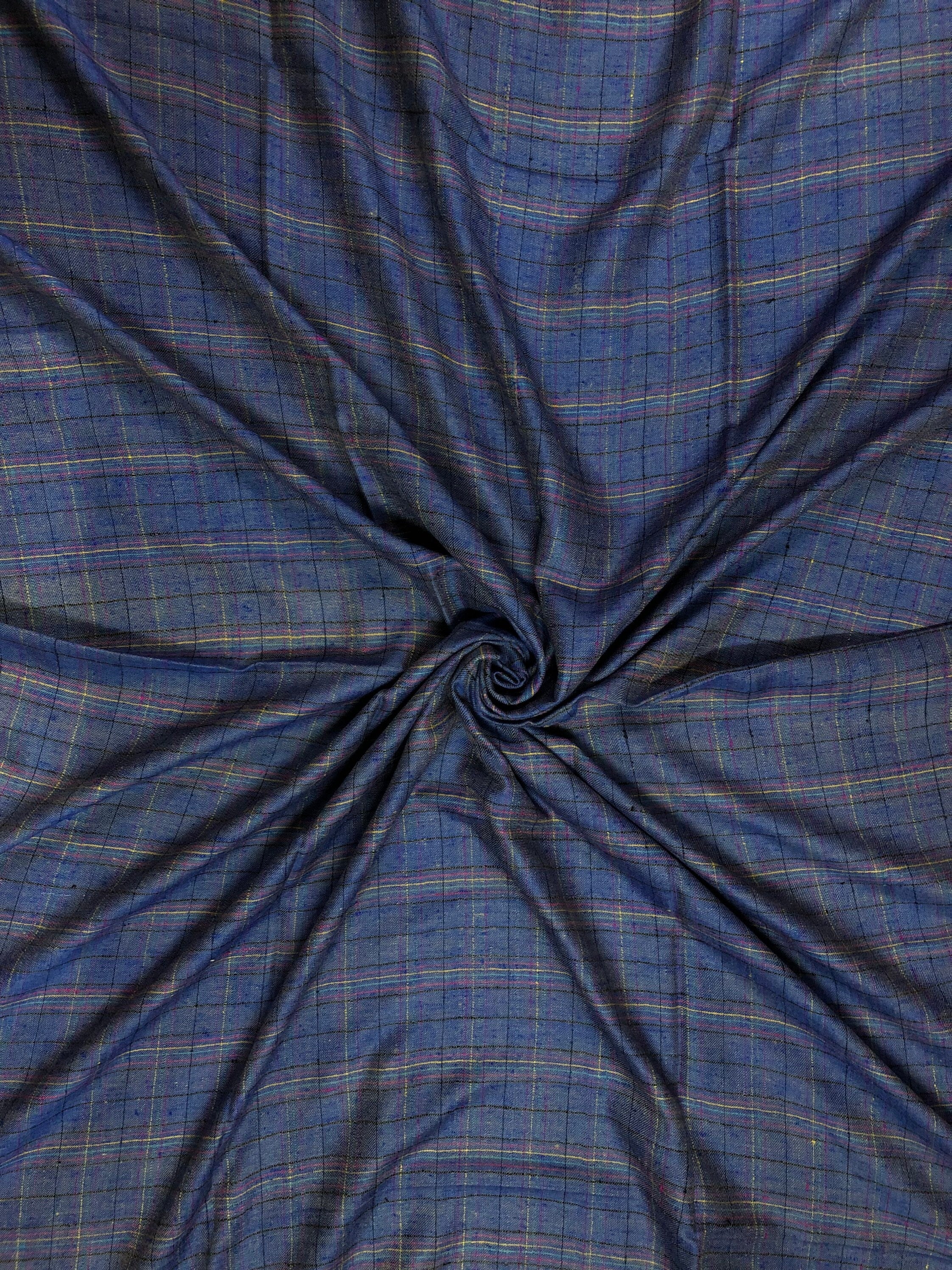 Reversible Pashmina shawlNautical blue check and taupe gray handwoven reversible  ladakhi real cashmere pashmina shawl wrap - Mehraj Crafts 