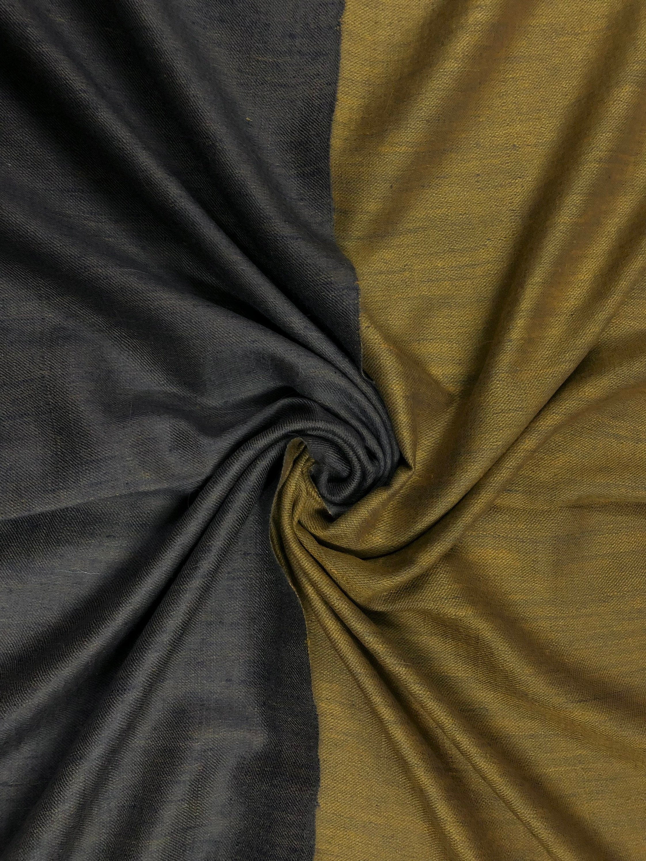 Handmade Reversible Pashmina shawlDark gull grey and amber gold handwoven reversible  ladakhi real cashmere pashmina shawl wrap - Mehraj Crafts 