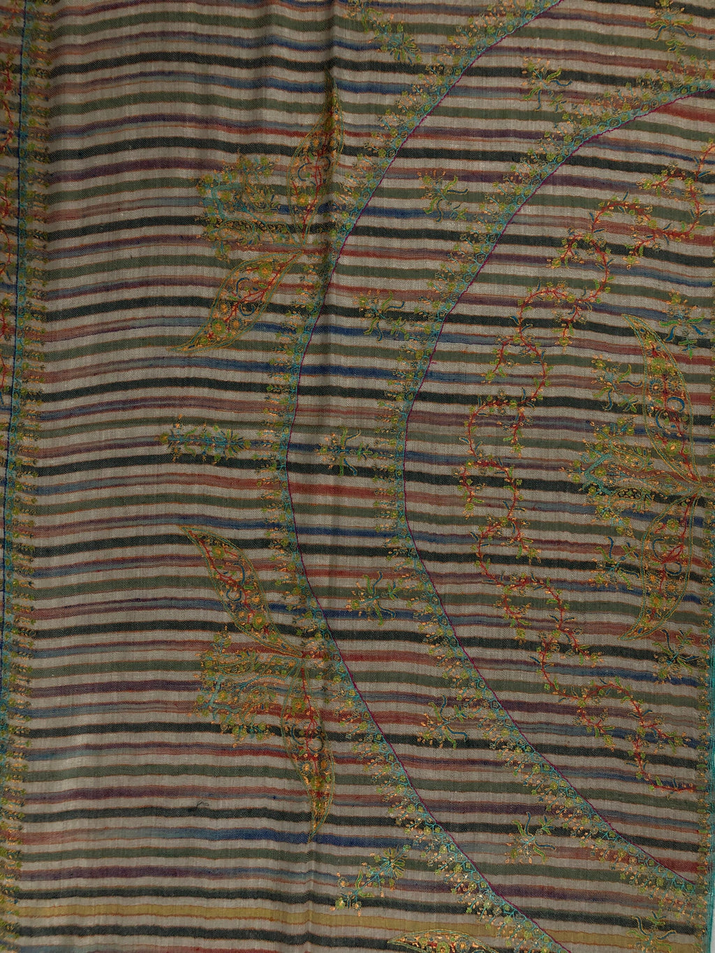 Handmade Cashmere Pashmina Stole: Multicoloured Embroidered Shawl