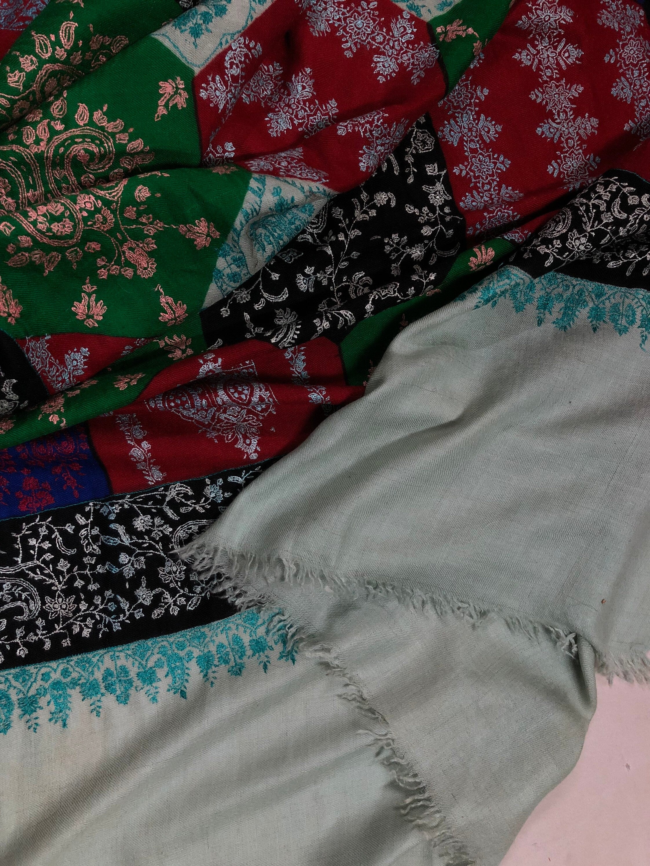 New Year's Eve The mughal multicoloured super micro fine sozni handcrafted jamawar real cashmere pashmina shawl - Mehraj Crafts 