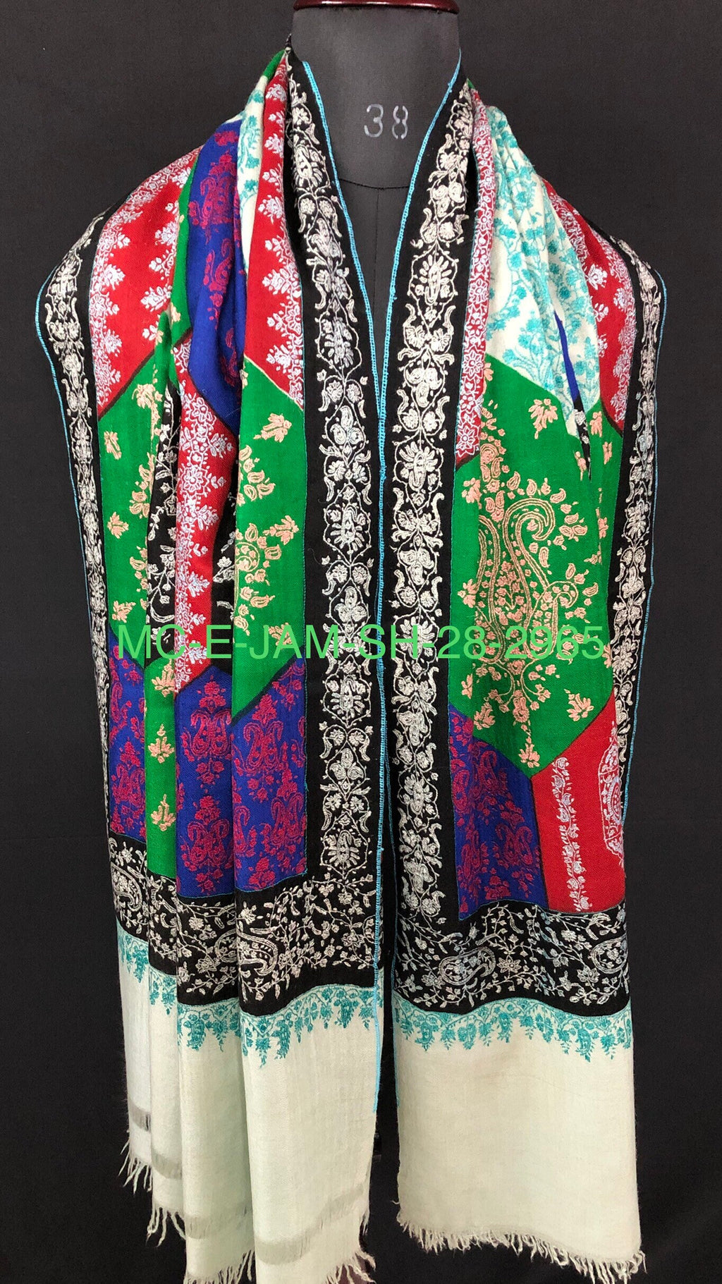 New Year's Eve The mughal multicoloured super micro fine sozni handcrafted jamawar real cashmere pashmina shawl - Mehraj Crafts 